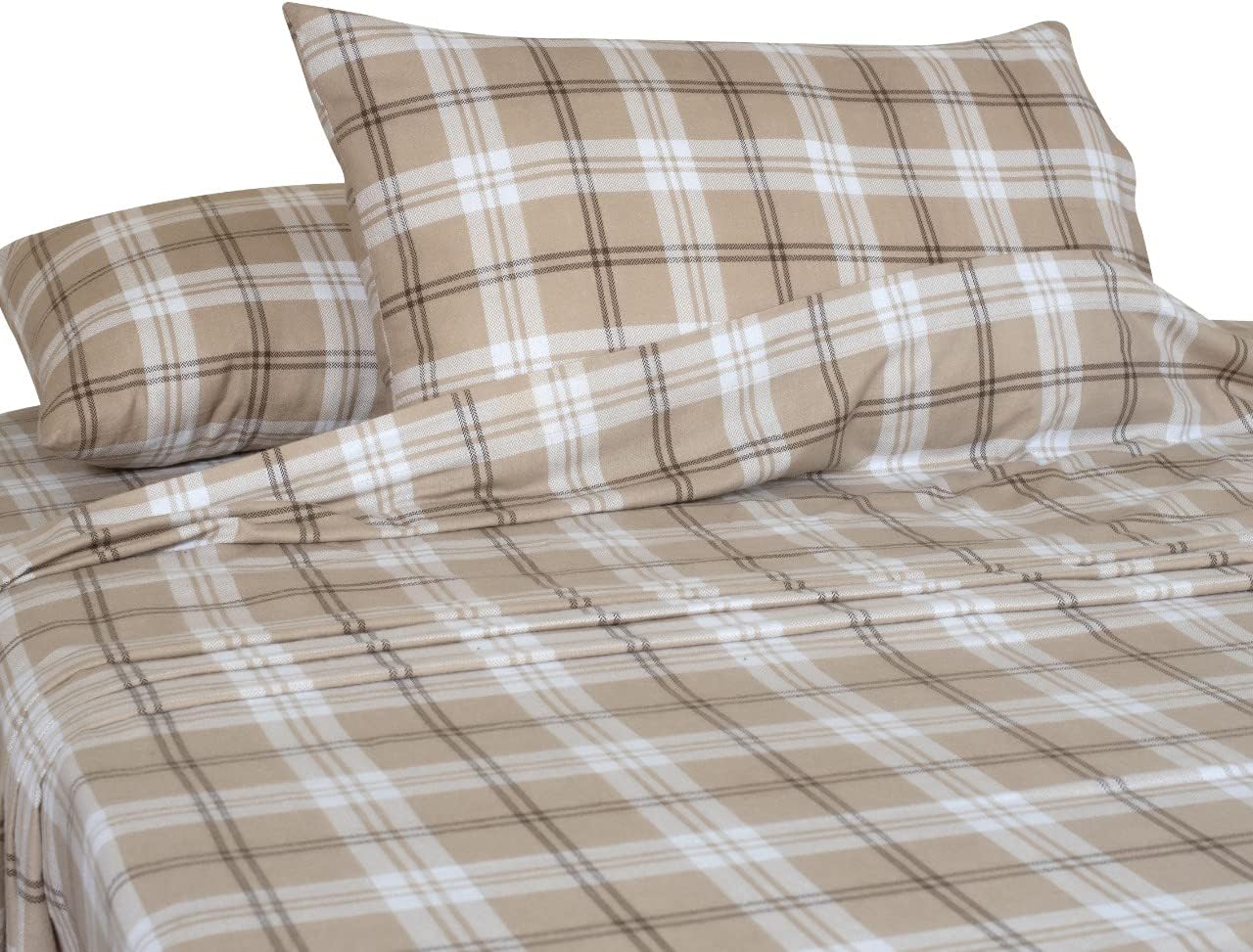 Bliss Casa 4 Piece 100% Cotton Flannel Sheet Set Twin - High GSM Deep Pockets, Warm Breathable Flannel Sheet Set. Flannel Bed Set Includes 1 Flat Sheet, 1 Fitted Sheet & 1 Pillowcase (Richmond) : Home & Kitchen
