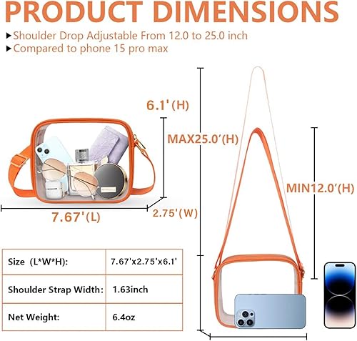 Miniatura 5 de Bolso cruzado transparente, aprobado para estadios, para conciertos, eventos deportivos, festivales