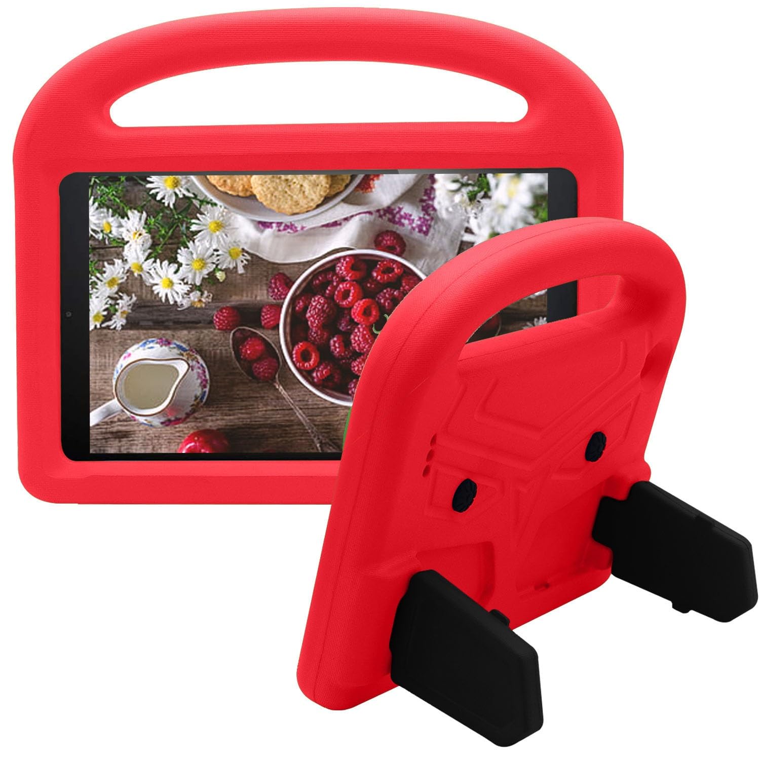 Pokrowiec na tablet Etui na tablet dla dzieci kompatybilne z Kindle Fire 7 2015/2017 - Wytrzymała, lekka, odporna na wstrząsy osłona uchwytu z pianki EVA(Rosso)
