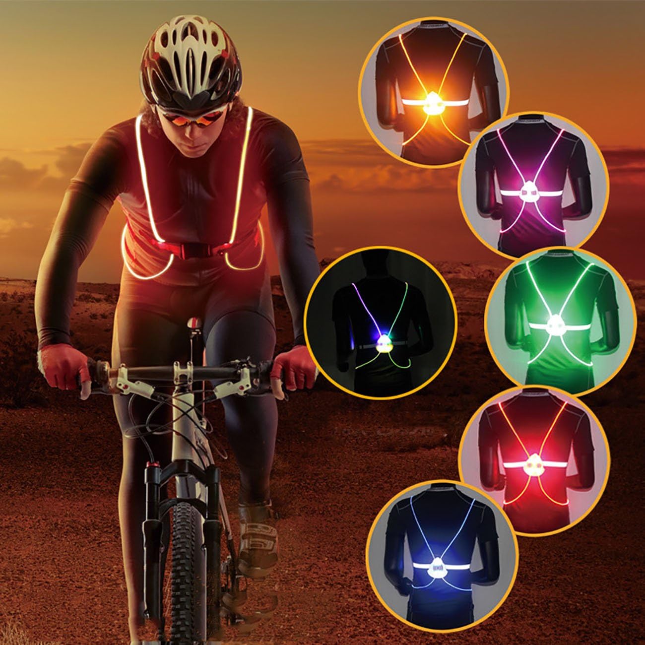 JMsDream Illuminated Reflective Vest Multicolored LED Fiber Night Running, Night Riding, Jogging Other Outdoor Night Sports Women & M Adjustable