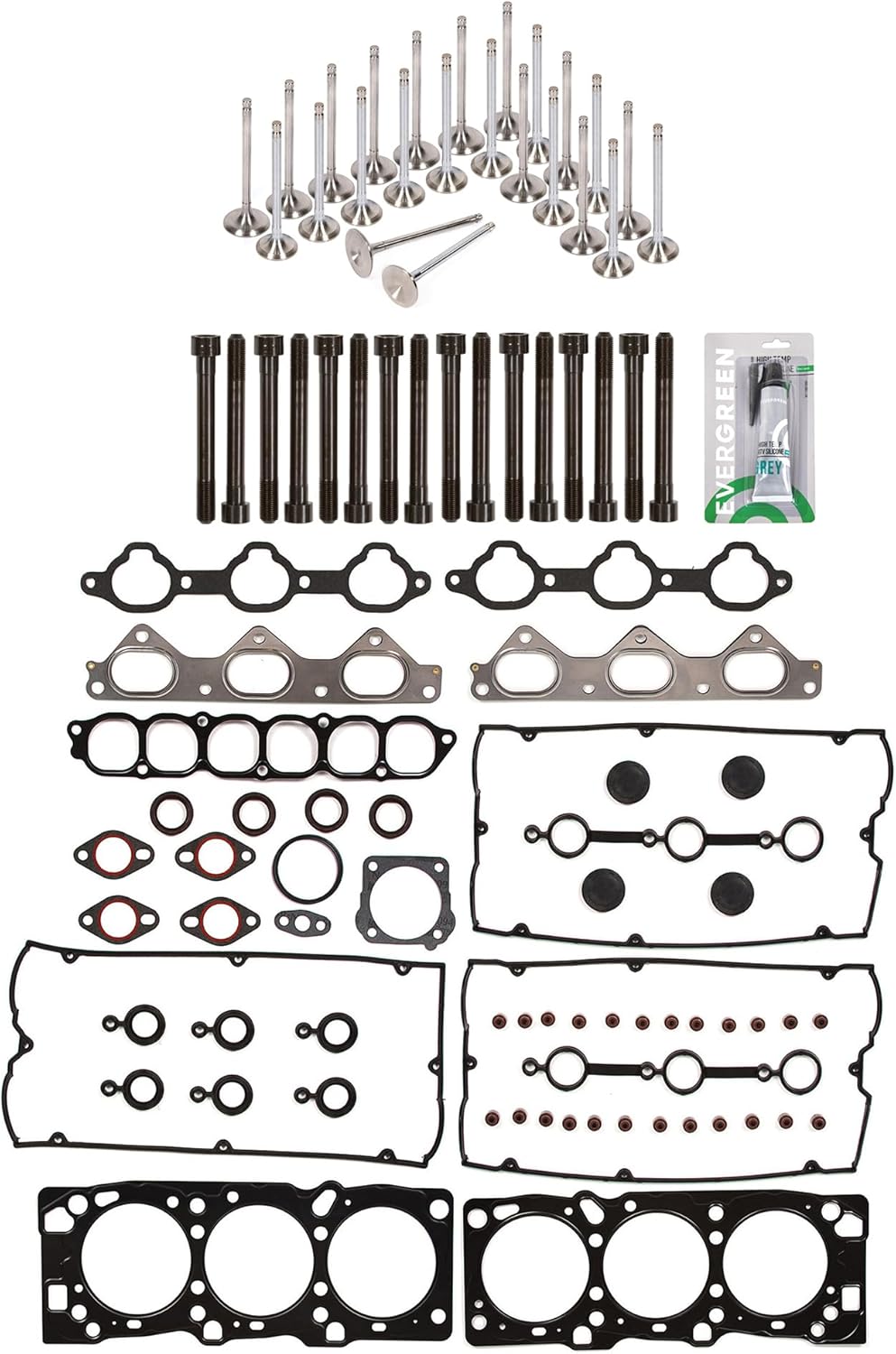 MA-5741115944 Head Gasket Set Intake Exhaust Valves Compatible With/For 02-06 Hyundai Kia 3.5L