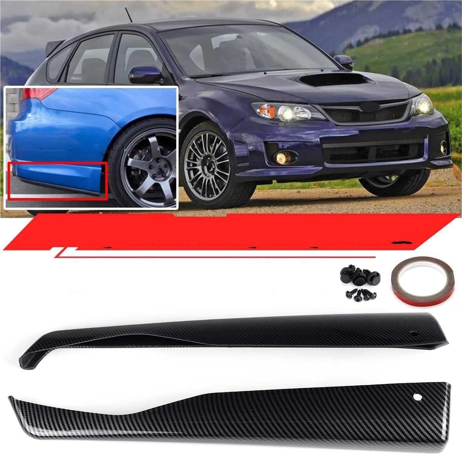 Alerón Trasero Coche Difusor y alerón para Parachoques Trasero Lateral de Coche para Subaru para Impreza para WRX y para STI Alerón Lateral