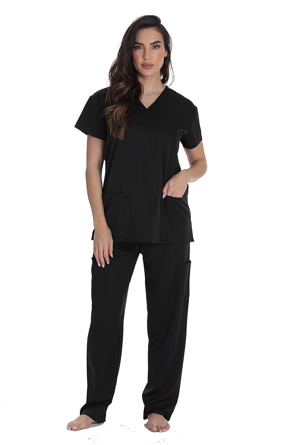 Just Love Stretch Solid Scrub Sets for Women 6828-NEW-BLK-XL by Just Love - Used condition - US$18.45