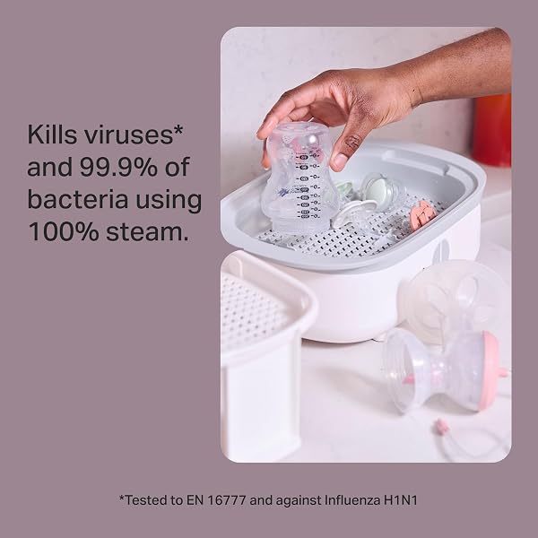 Tommee Tippee Supersteam Electric Steam Steriliser, Black, for Baby Bottles, Soothers and Feeding Accessories, Kills Viruses* and 99.9% of Harmful Bacteria, 5-Minute Sterilisation Cycle - 2