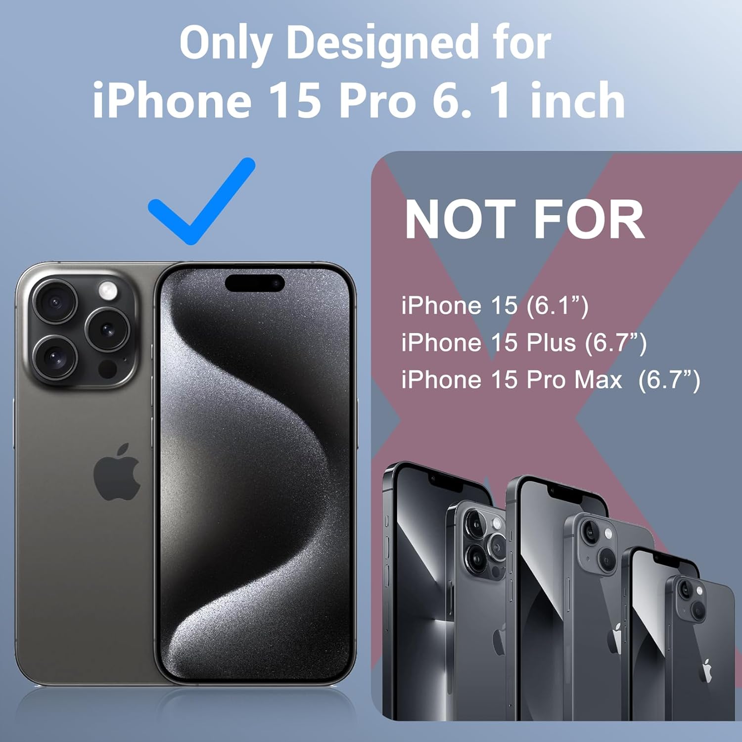 Red2Fire for iPhone 15 Pro Case Waterproof, [Built-in Screen Protector & Camera Protector][Compatible with MagSafe][Full Body Shockproof][IP68 Waterproof][Dustproof] Phone Case 6.1" Blue/Clear