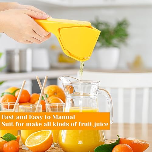 Miniatura 5 de Exprimidor de limón sin esfuerzo, exprimidor manual de cítricos, prensa de cítricos, fácil de apretar, plegable, extractor de jugo de mano para