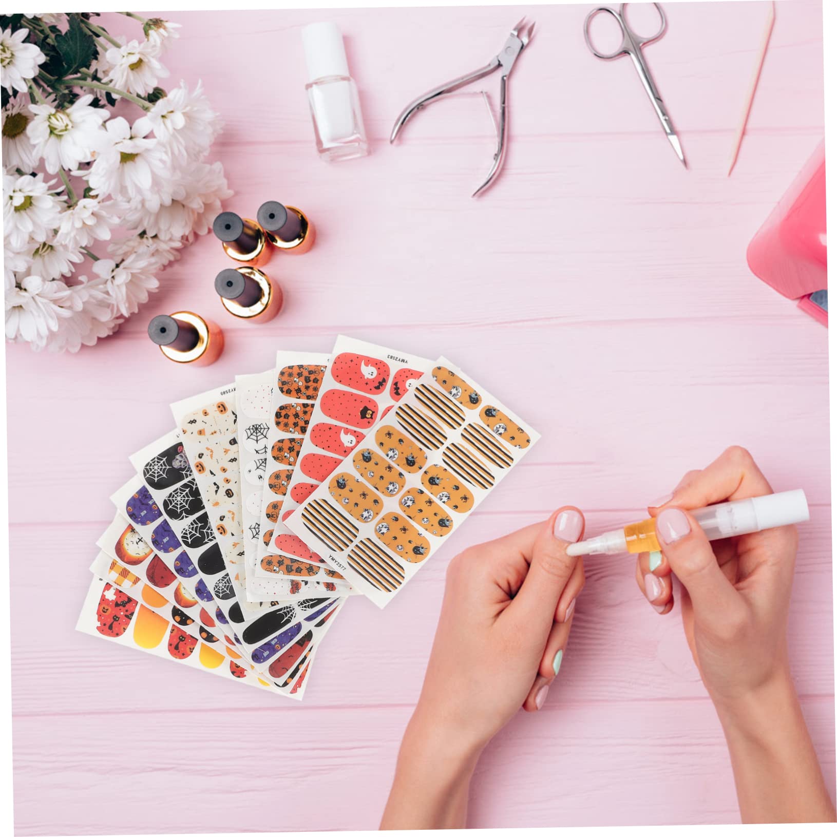 Healeved 30fogli Adesivi Per Unghie Halloween Stickers Per Nail Zucche Decorazioni Facili Applicare Per e Costumi