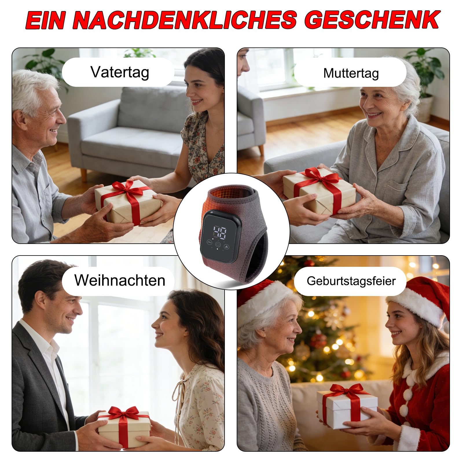 Fussmassagegerät, 3-in-1 Fußmassagegerät für Schmerzlinderung & Durchblutung, Wiederaufladbar Knöchel & Ferse Massage 2er Pack mit Wärme, Anthrazit,Universelle Passform für linken & rechten Fuß