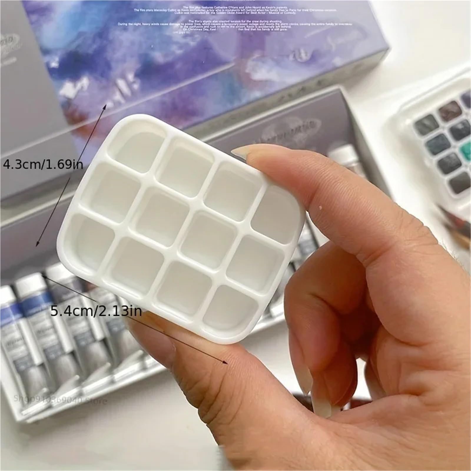 Farbmischpalette, Mehrfarbige Farbmischpalette mit 12 Fächern for Aquarellmalerei und Skizzieren(Black)
