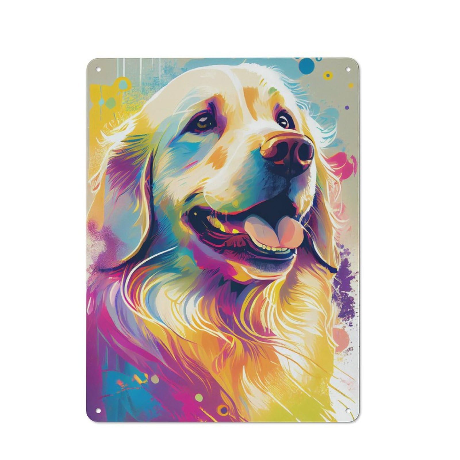 Junmoney Golden Retriever Drawn Rustic Metal Sign 40X30cm For Kitchen Or Home Bar, Gift For Kitchen Decor Lovers During The Christmas Season