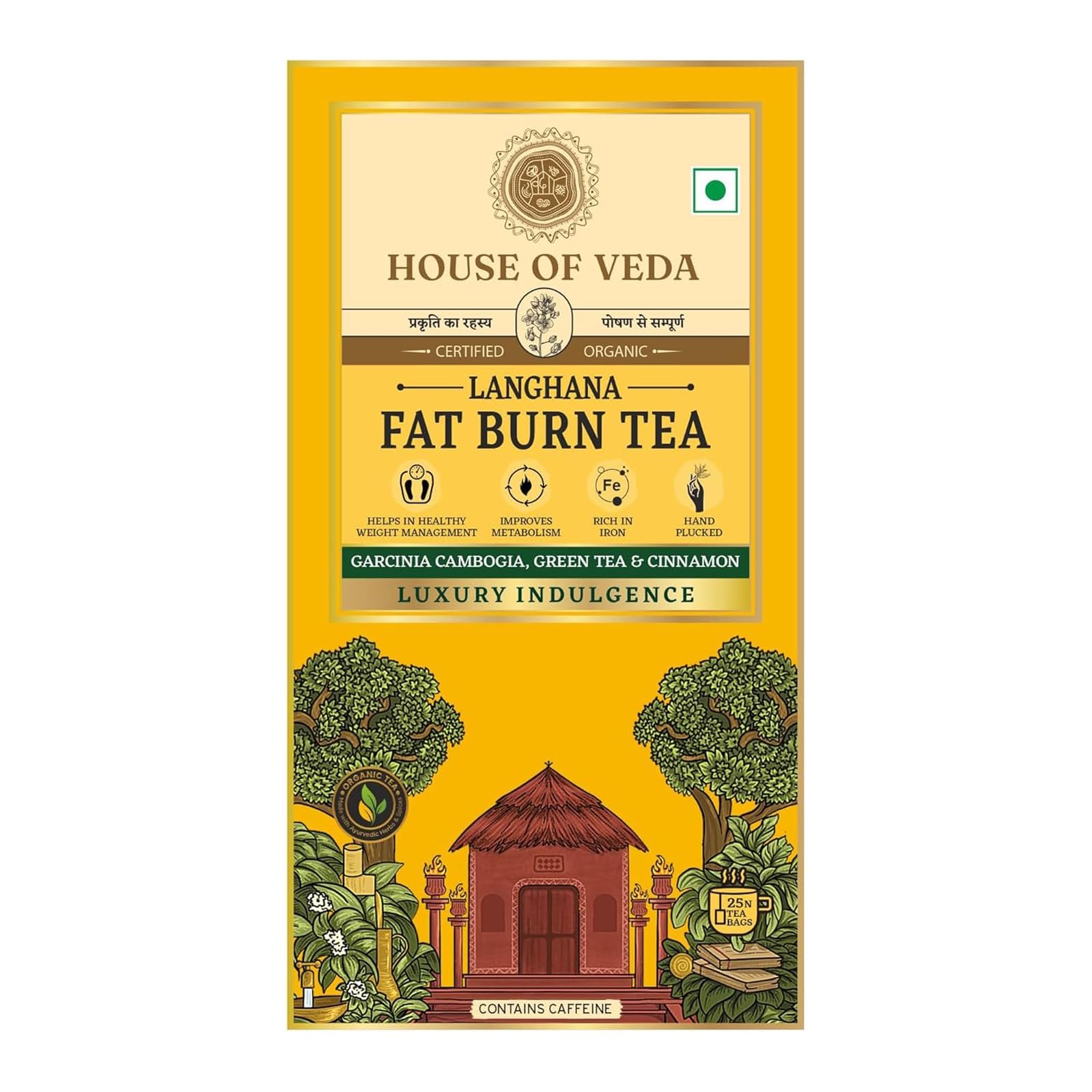 House of Veda Fat Burn Tea - 25 Herbal Tea Bags | Ayurvedic Herbal Blend for Natural Weight Loss & Metabolism Boost | Includes Garcinia Cambogia, Fenugreek, Turmeric, Lemongrass, Cinnamon-image-20