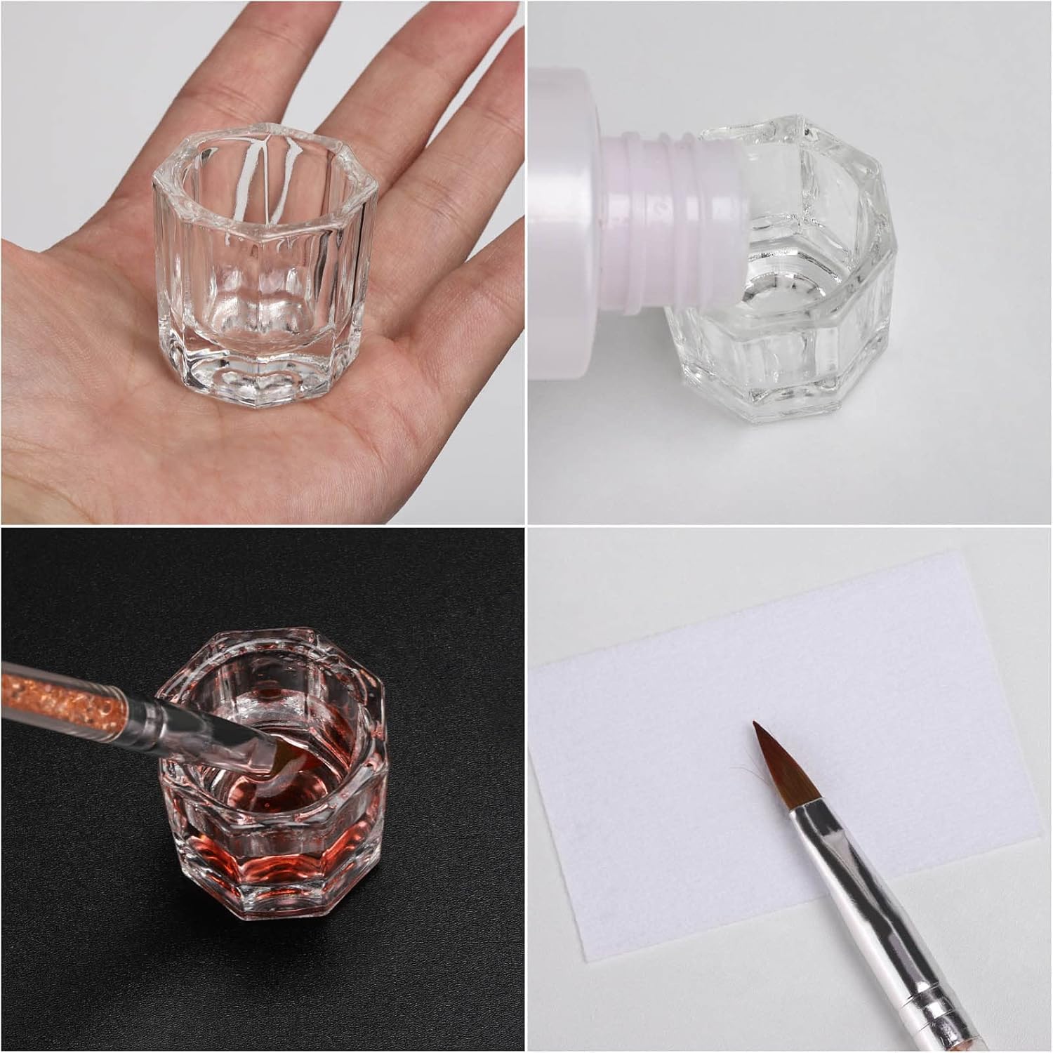 NAILWIND Dappen Dish Cups for Nail Art Acrylic Liquid Clear Glass Nail Monomer Liquid Bowl Dampen Dish Powder Holder, Acrylic Glass Jar for Nails pack of 1 3