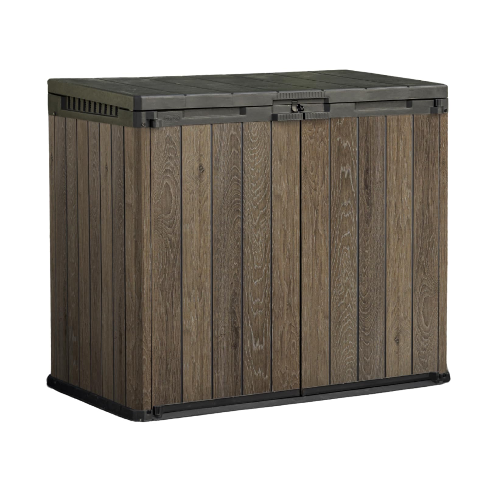 Keter Store It Out Darwin Walnuss Optik – 1100 L Gartenbox, Gerätebox, Aufbewahrungsbox – Holzoptik, wetterfest, abschließbar, Signature Collection