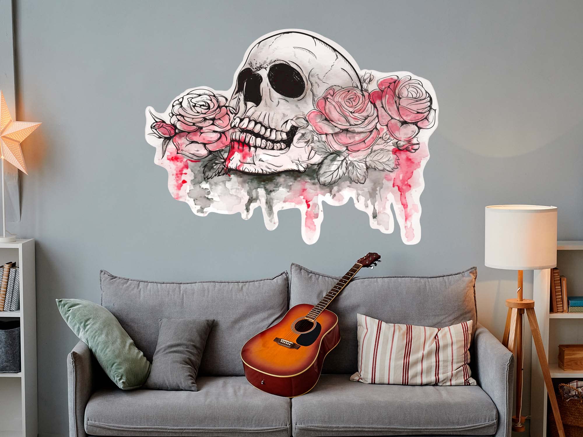 Vinyle mural Crâne avec roses | 140 x 103 cm | Vinyle mural | Produit original | Vinyle adhésif | Mural | Décoration d'intérieur Vinyle mural Crâne avec roses | 140 x 103 cm | Vinyle mural | Produit original | Vinyle adhésif | Mural | Décoration d'intérieur