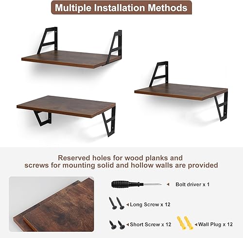 Miniatura 6 de Juego de 2 estantes flotantes profundos estante de libros montado en la pared para sala de estar, estantes de dormitorio para decoración de pared