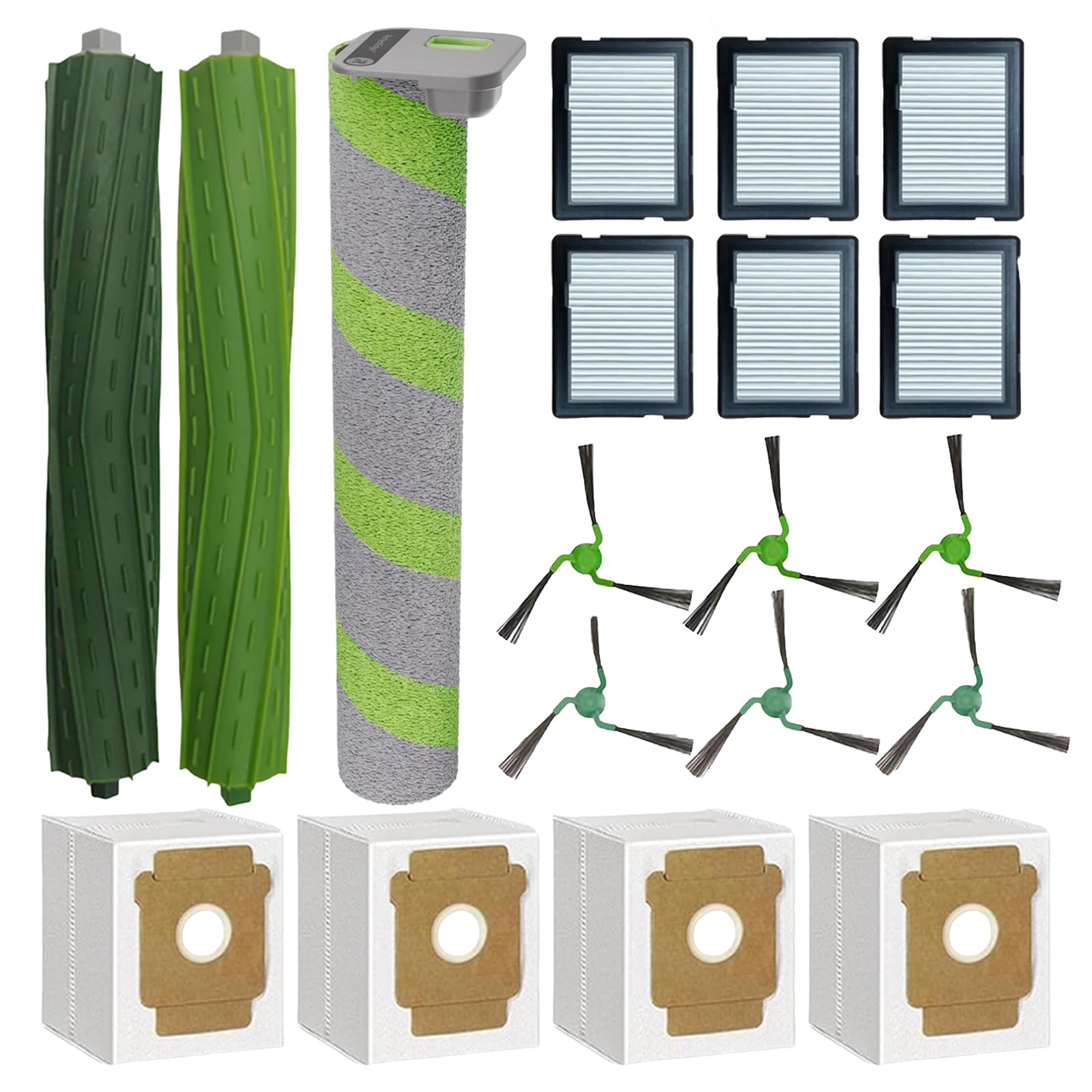 19 pezzi di ricambio accessori per robot aspirapolvere iRobot Roomba Max 705 Combo+/Roomba Max serie 700 Combo Robot Aspirapolvere, 2 spazzole principali, 1 mocio a rullo, 6 spazzole laterali