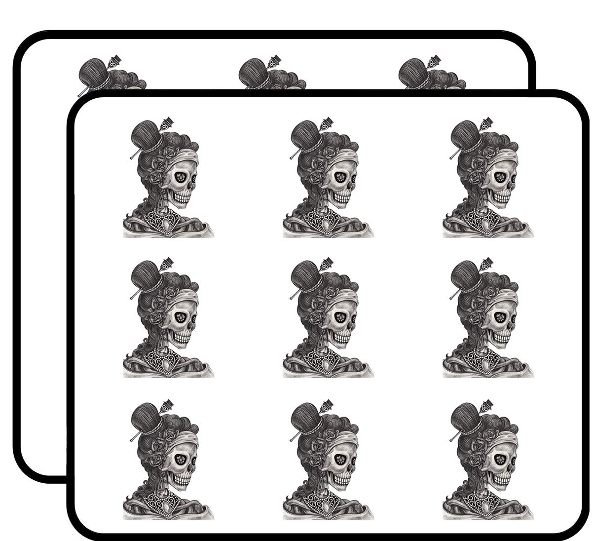 DG Graphics18 Pcs Pencil Sketch Dia De Los Muertos Woman with Flowers and Jewels 2" Stickers Decals Laptop Notebook Phone Waterproof Vinyl Trendy