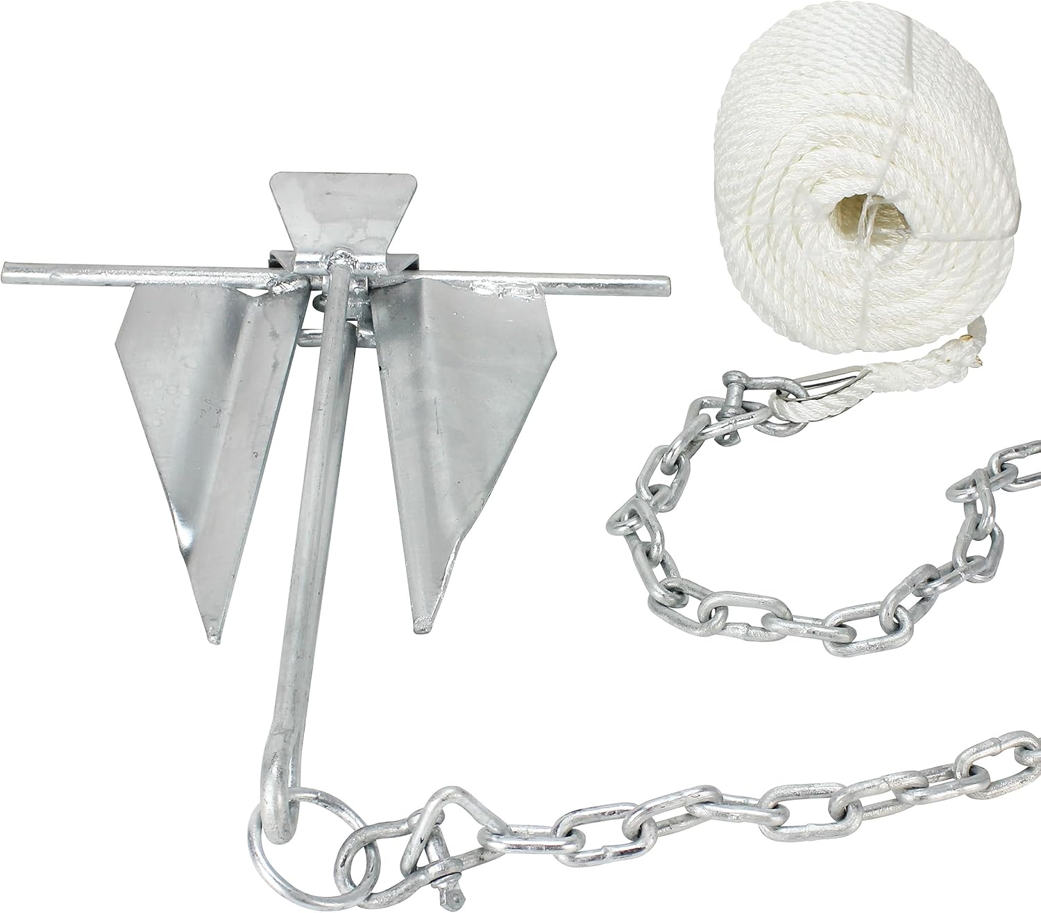 Extreme Max 3006.6717 Complete Slip Ring Anchor Kit with Rope / Anchor Chain / Shackle - #7 / 4.5 lbs.