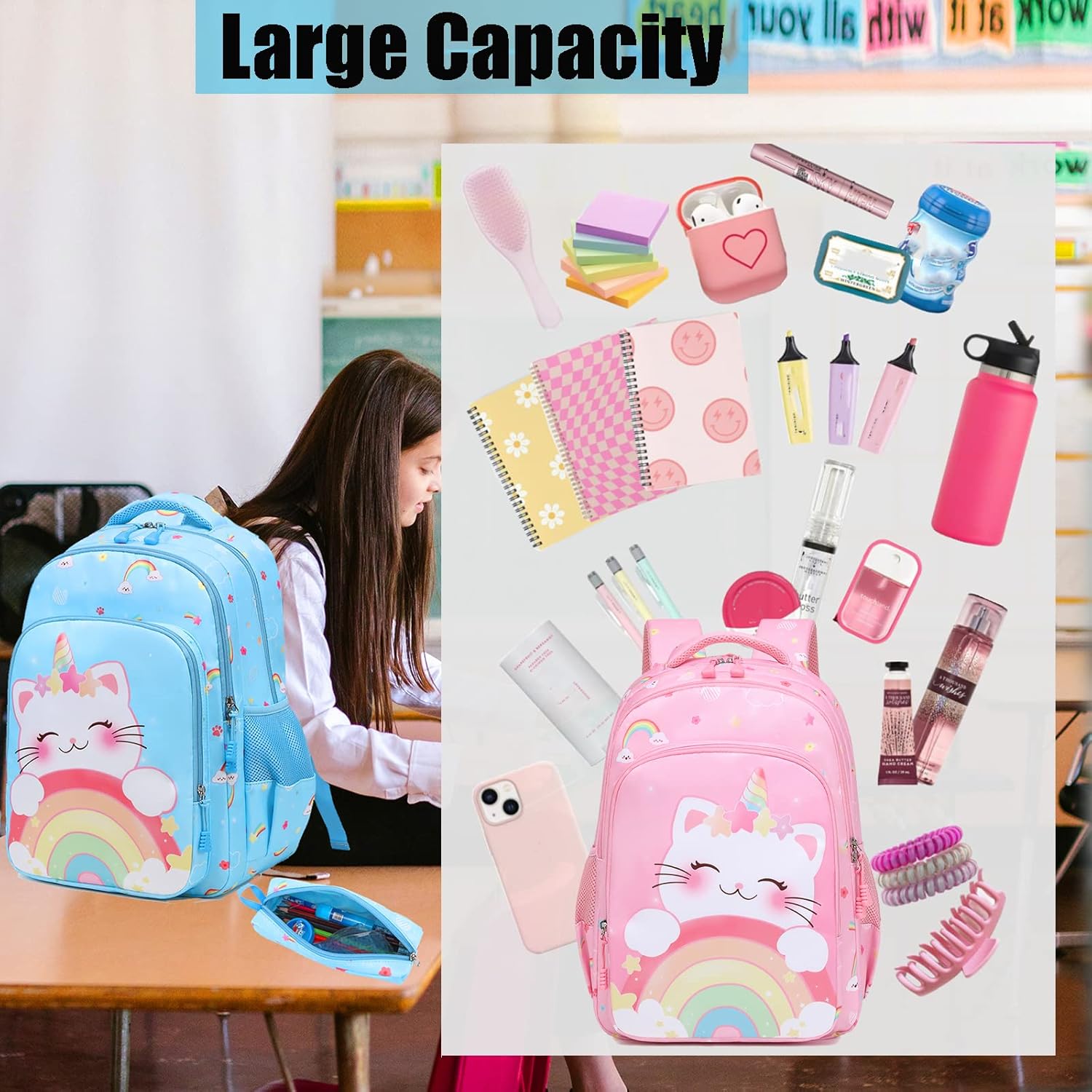 Girls' Elementary School Backpack with Lunch Box - Back to School Bag Bookbag - Image 8