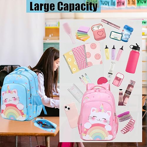 Miniatura 8 de Mochila de escuela primaria para niñas con lonchera, mochila de regreso a clases