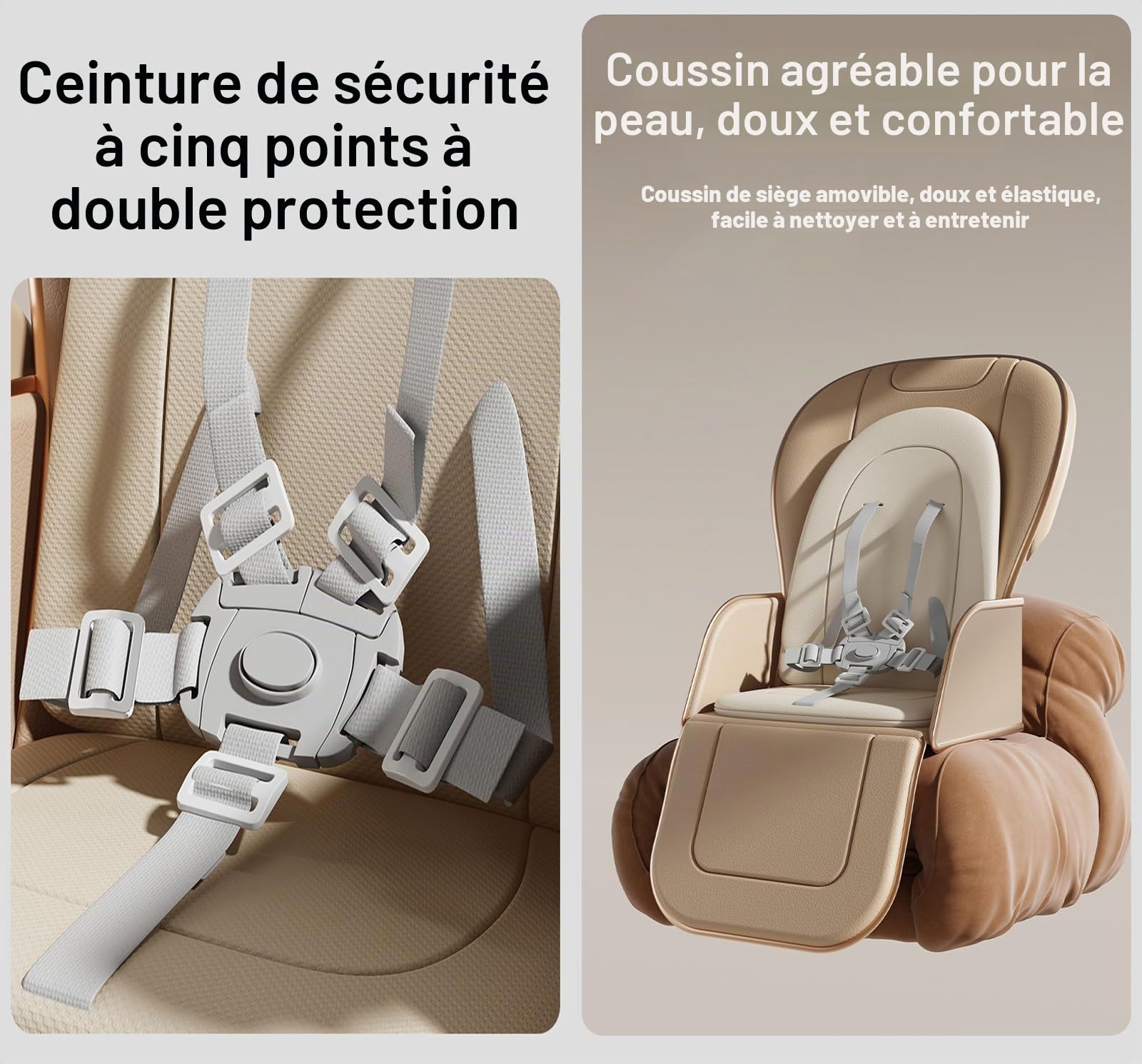 Magic ZC Cuir PU Chaise Haute pour Multifonctionnelle Bébé Chaise de Salle à Manger avec Hauteurs Réglables et Positions Pliable Convertible avec Doubles Plateaux (X8121 Khaki)