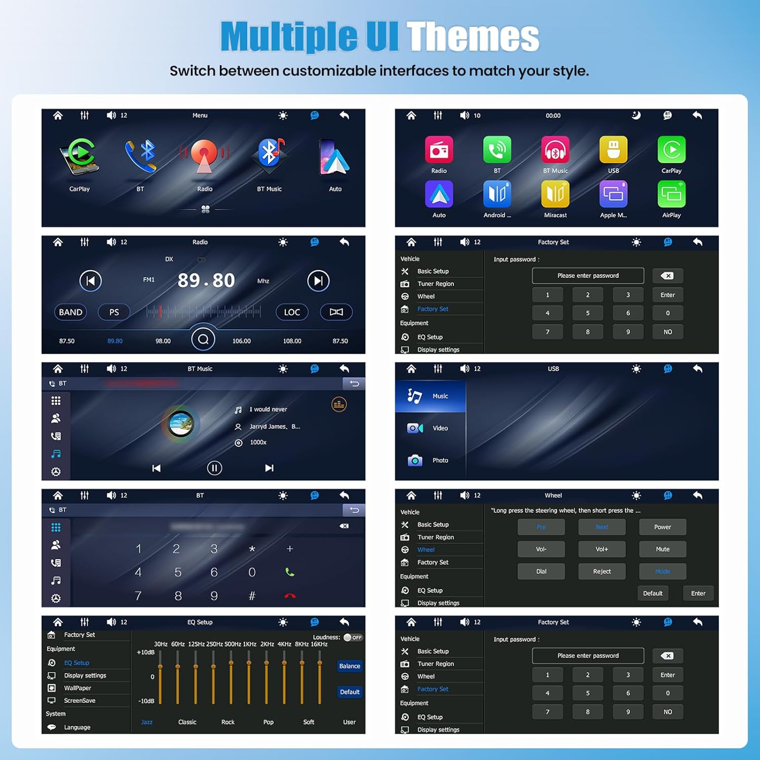 SIXWIN Car Stereo P2 FM Radio interface