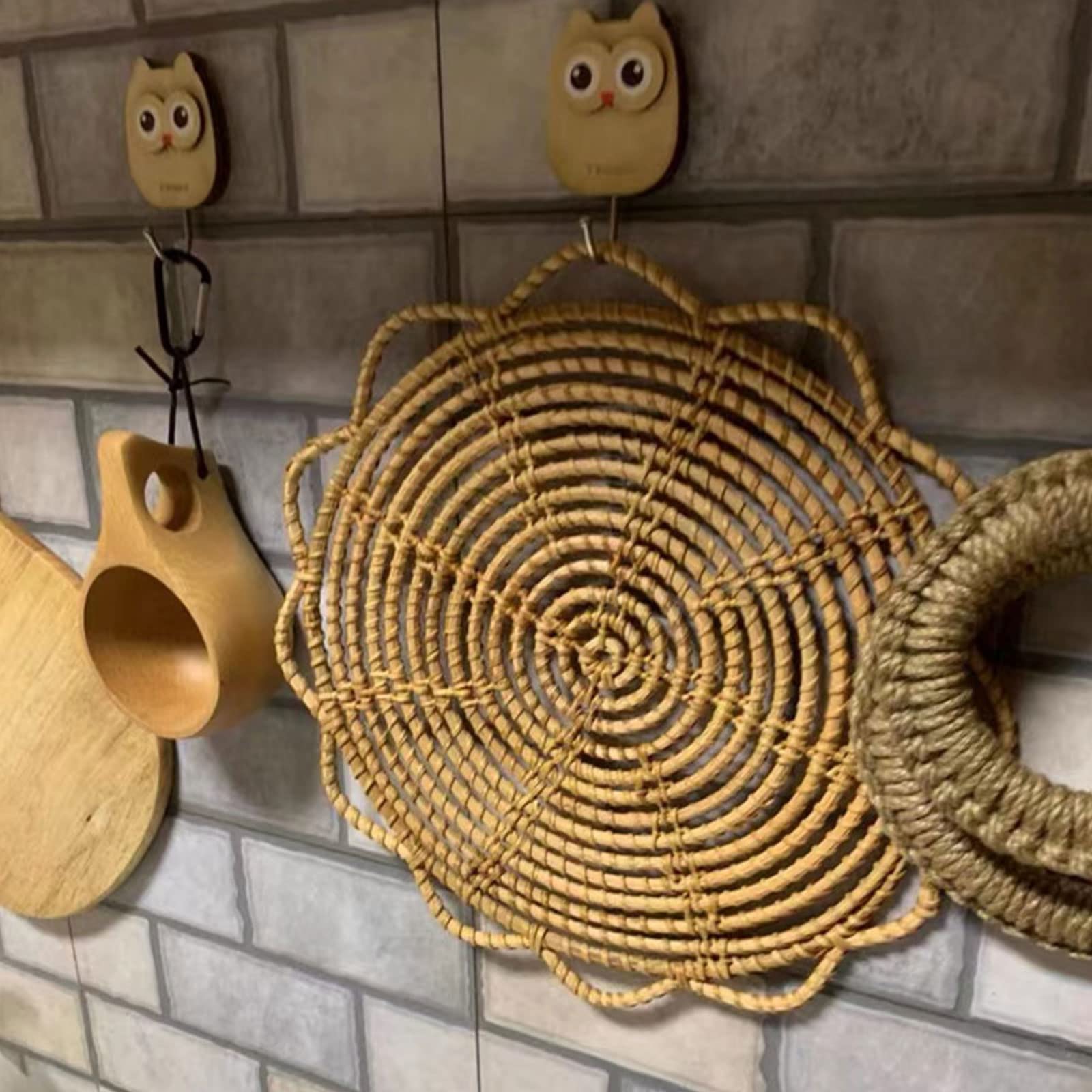 Wanddecoratie - Wicker, Hangende Wandmand Decor Set van 3, Handgeweven Wanddisplay Manden Ronde Natuurlijke Wicker Rotan Boho Wanddecoratie for Thuis Wanddecoratie-A1(B1