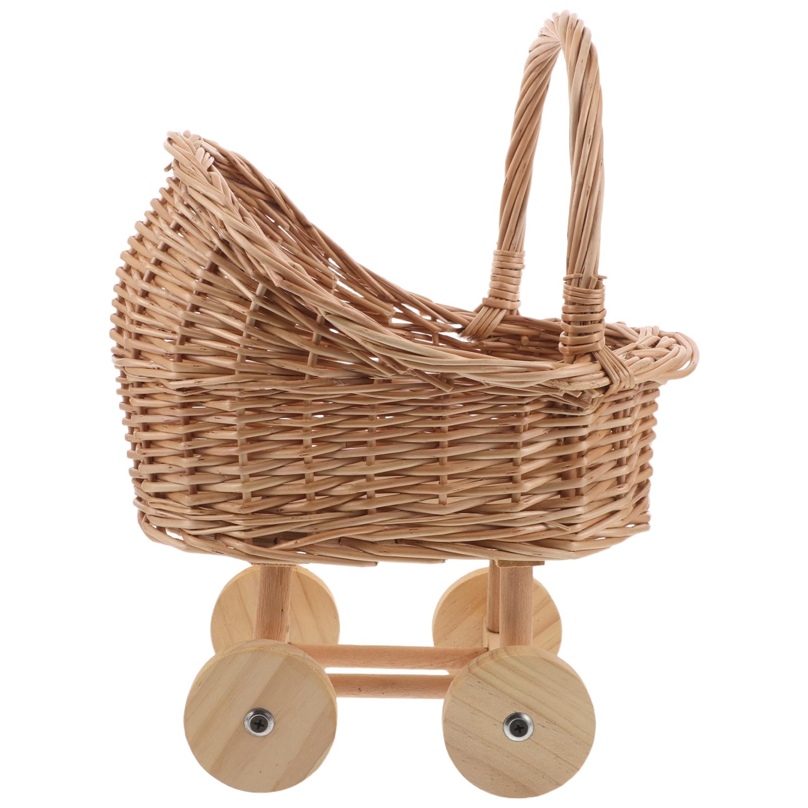BESPORTBLE Wicker Stroller Decoration: Rattan Baby Carriage Doll Stroller Woven Flower Basket Baby Shower Centerpiece for Party Favors