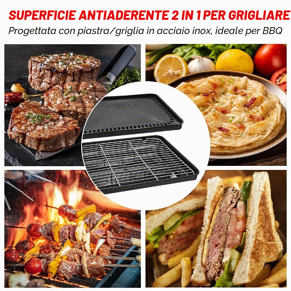 Set per barbecue da campeggio – Grill portatile con grill, padella per barbecue, clip – padella portatile da campeggio