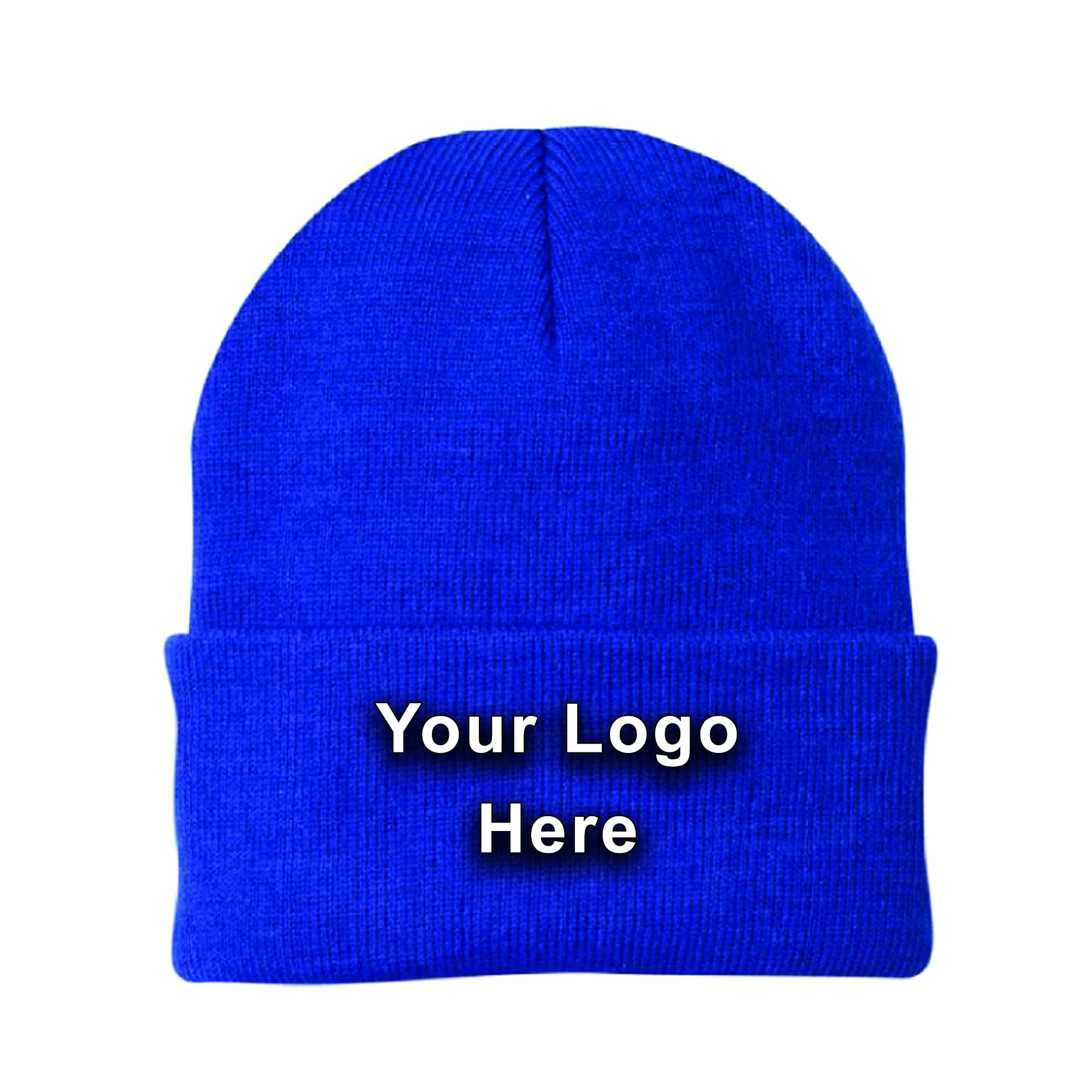 Custom Embroidery Personalized Name Text Ski Knit Cap Cuffed Beanie Hat Winter Cap Warm headware Blue