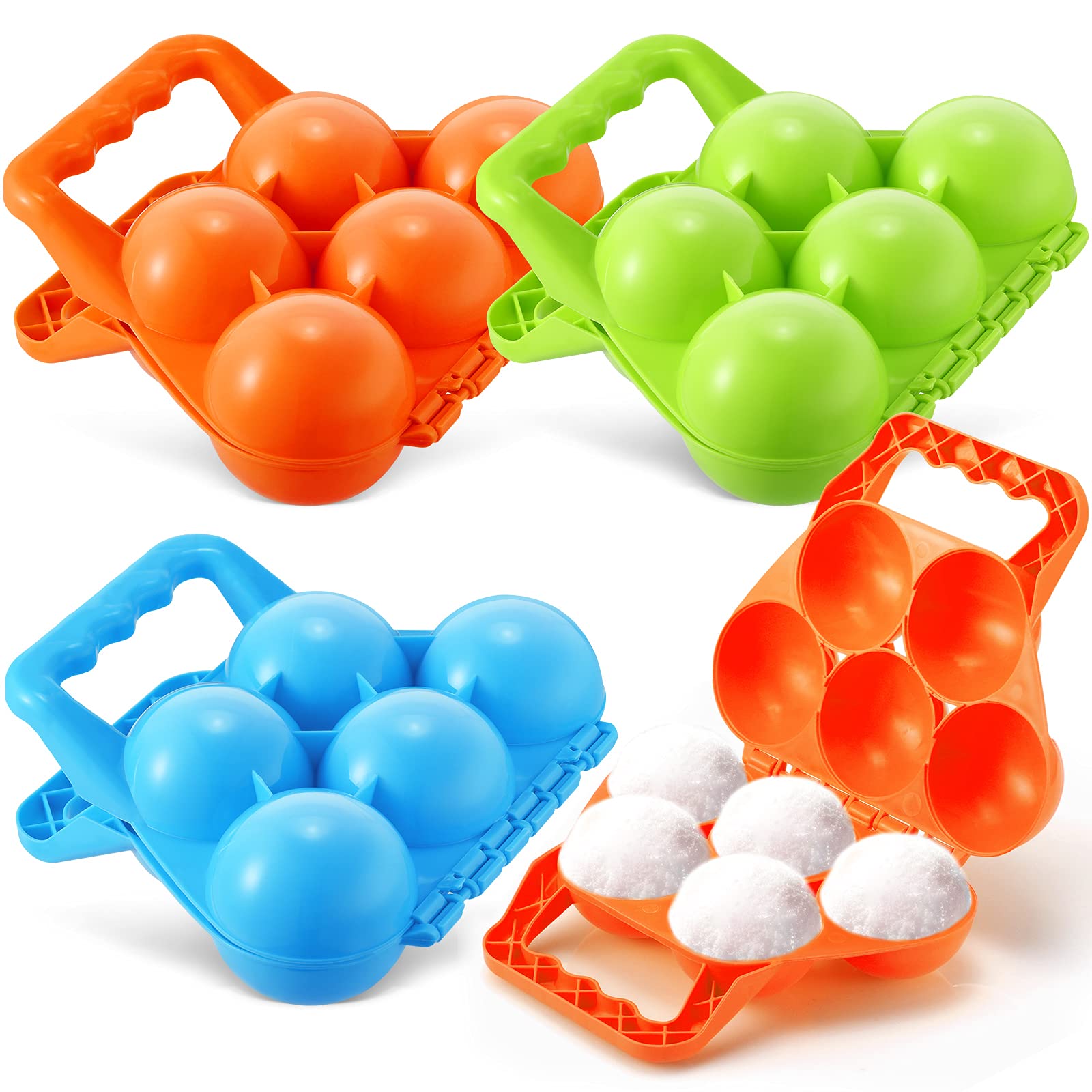 3 Pieces Snowball Maker 5 in 1 Snowball Maker Portable Snow Toys Blue Orange Green Sand Toys Plastic Snowball Fight Maker Winter Snow Ball Toy Snowball Maker Tool with Handle for Fun Ball Fights