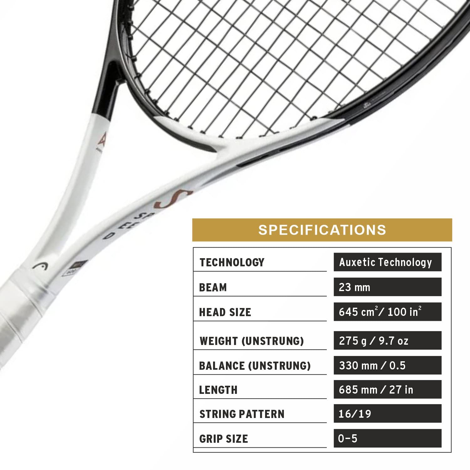 Head Speed MP L 2022 Tennis Racquet, 4-1/4 Inch Grip Size, White
