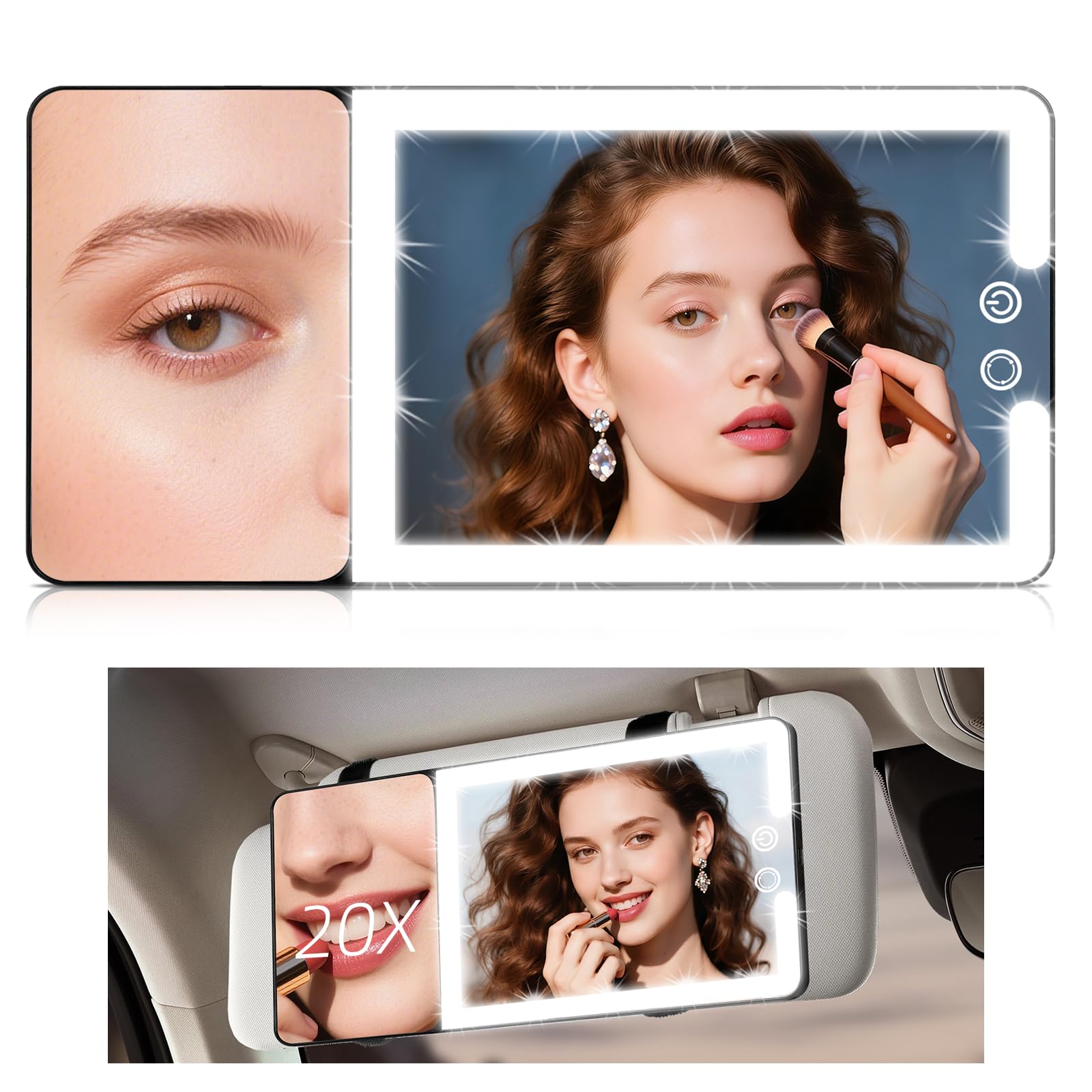 Suupvaor Car Sun Visor Vanity Mirror with Lights