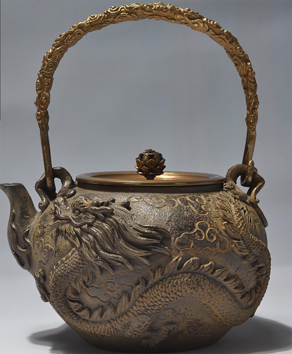 Fenjun - Japanese Tetsubin Cast Iron Teapot Dragon and Phoenix Pattern Kettle 1400ml 48 Ounce