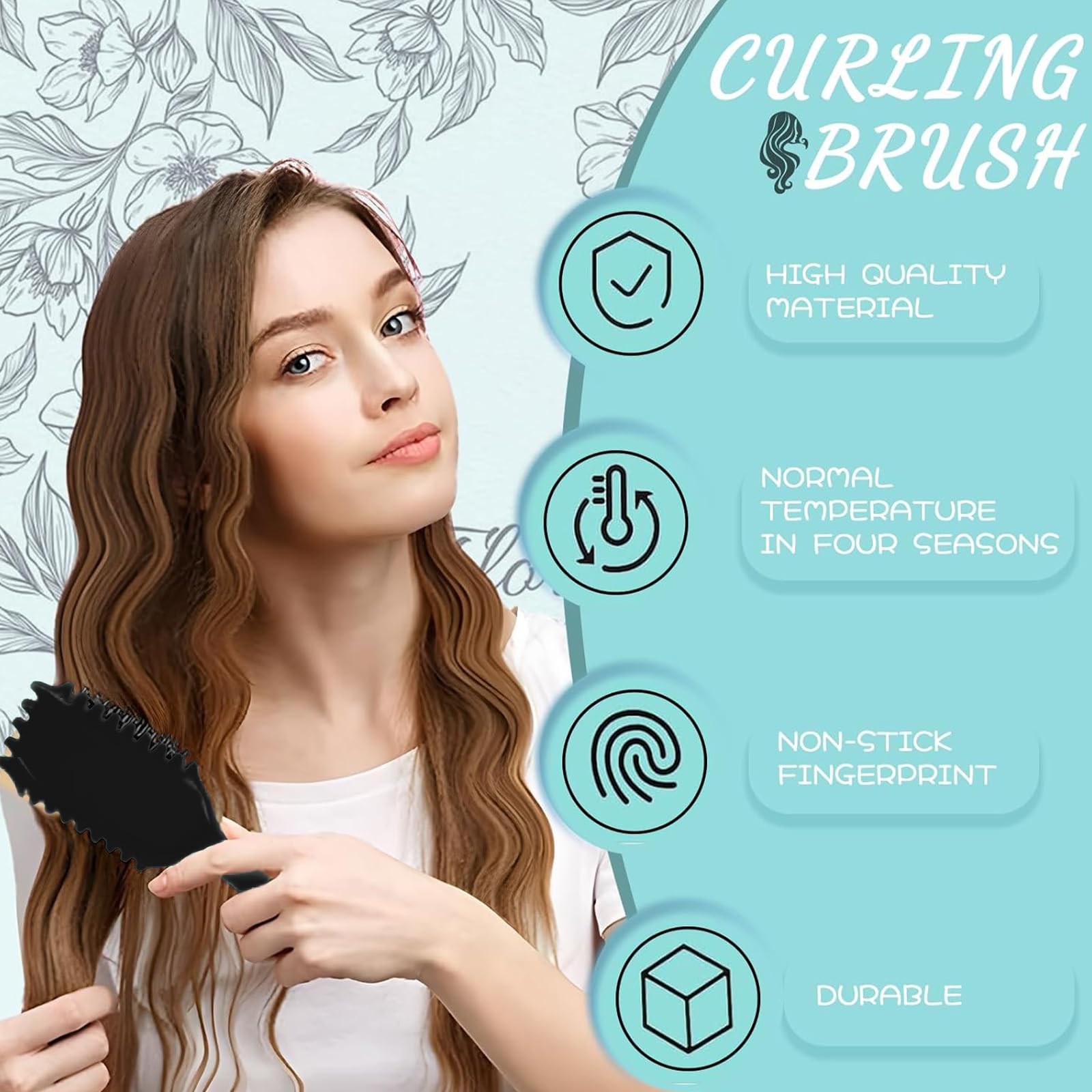 Hillylolly Spazzola per Ricci Bounces, Curly Define Styling Brush Originale, Defining Brush, Spazzola Capelli Ricci per Donne e Uomini Districare Modellare (Nero)