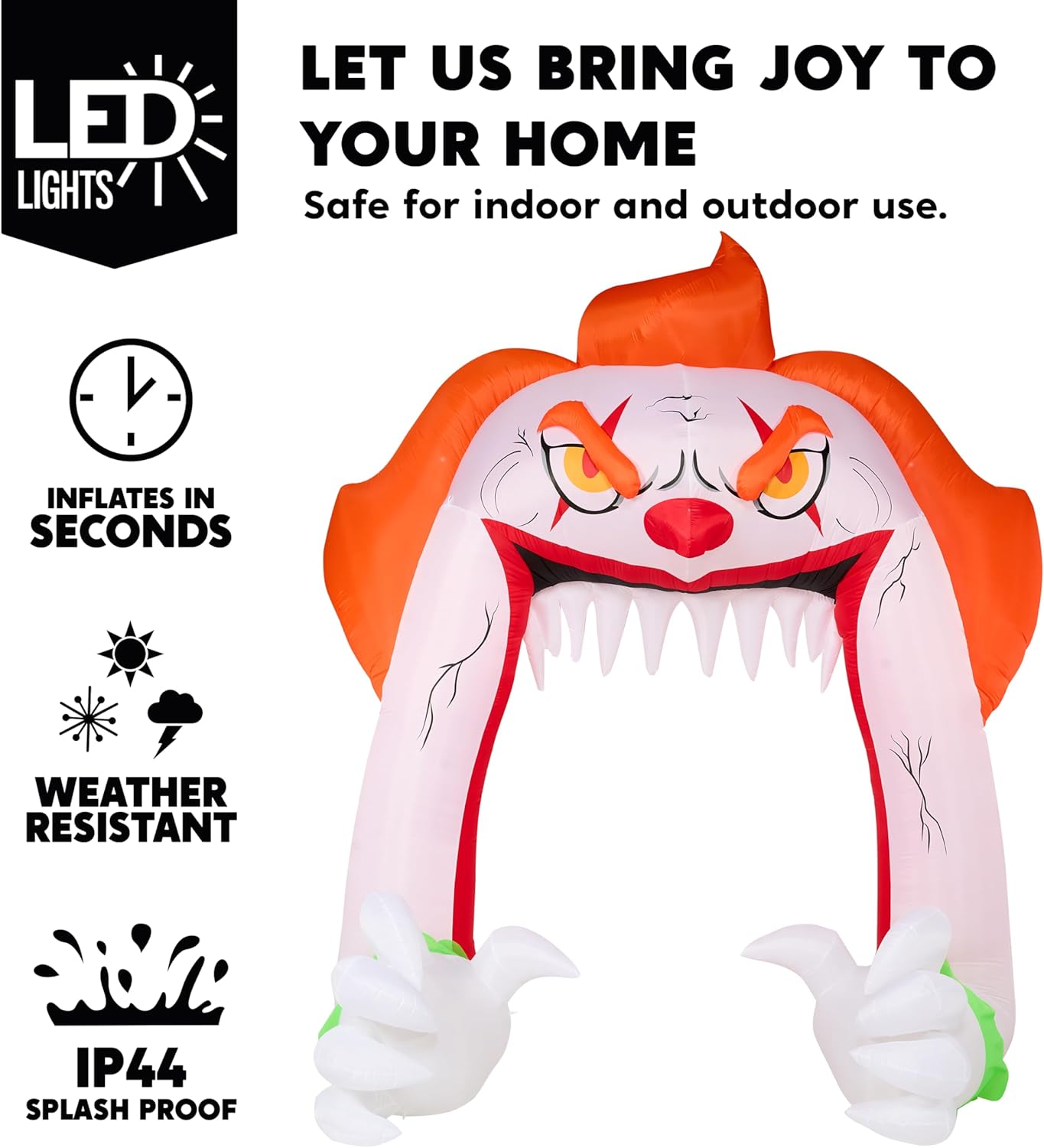 Joiedomi 12 Ft Giant Halloween Inflatables Clown Archway Outdoor Decorations, Giant Archway Blow Up for Yard with Build-in LEDs, Halloween Inflatable Clown Arch Party Supplies Lawn Decor for Party