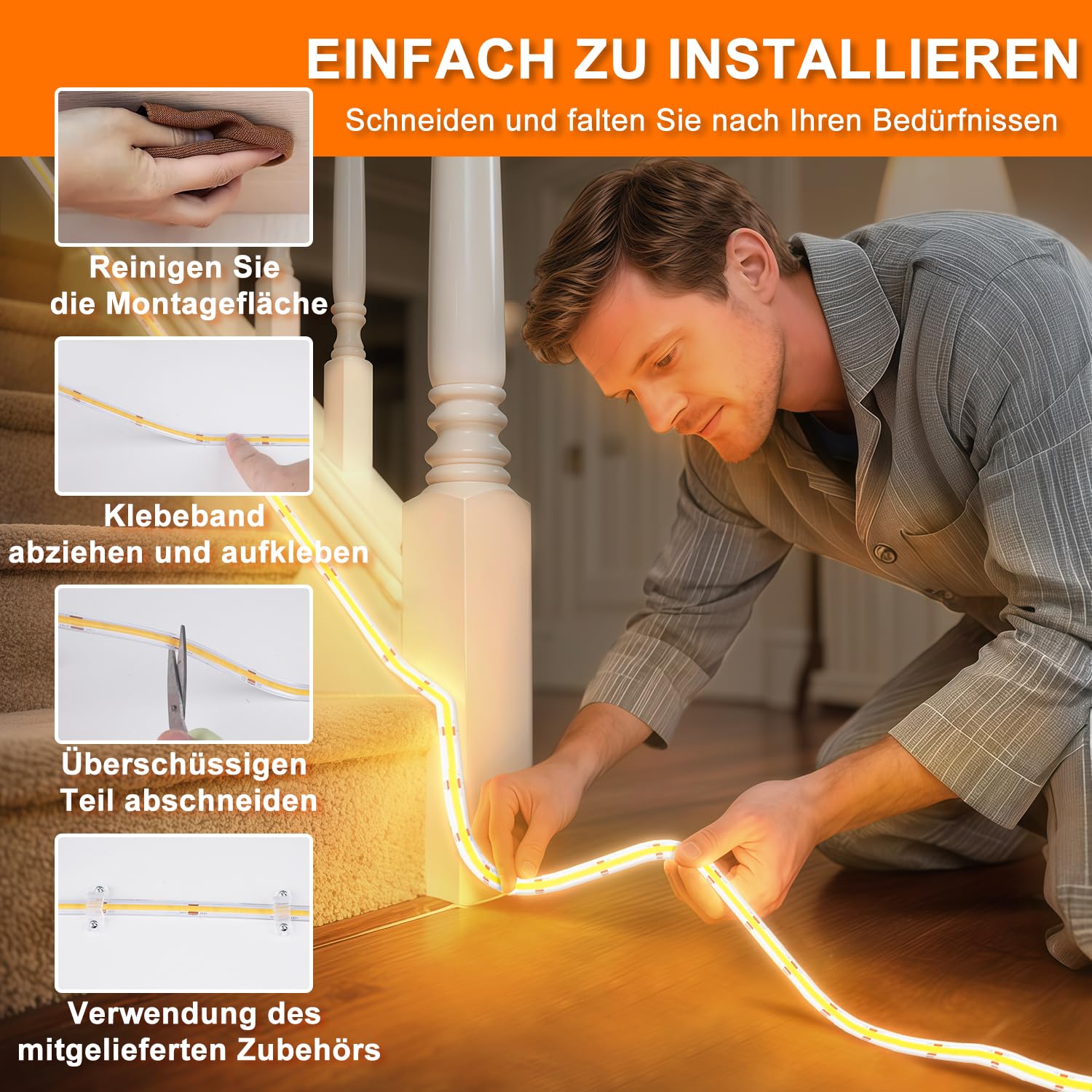 StarryEver Tira LED COB para exteriores, 20 m, 6400, luz blanca cálida, 2700 K, IP67, resistente al agua, regulable, para exterior, cinta de luz LED autoadhesiva, para jardín, balcón, cocina, interior