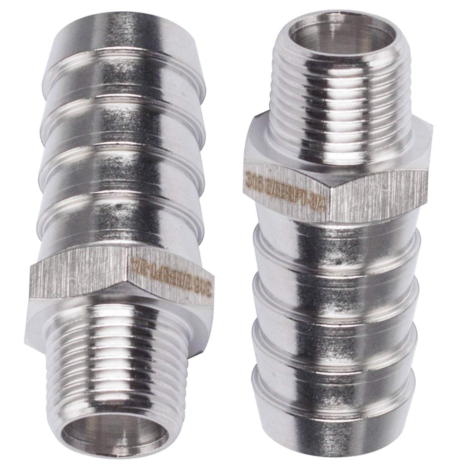 LTWFITTING Stainless Steel 316 3/8-Inch Male BSPT x 19mm Hose Barbed Fitting Connector Barb(Pack of 2)