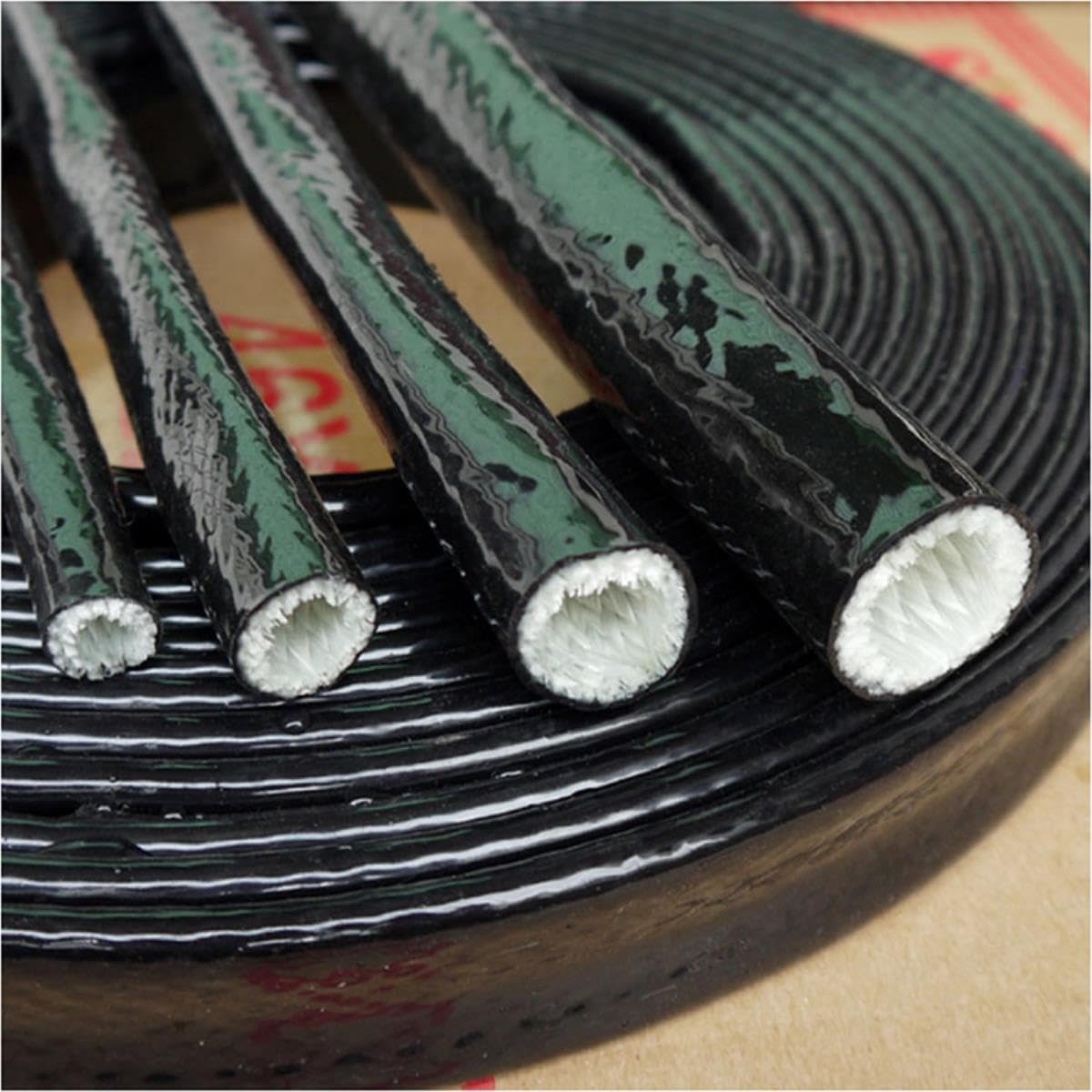 Tubo De Fibra De Vidrio Resistente A Altas Temperaturas Recubierto De Resina De Silicona Fibra De Vidrio Trenzada Funda Ignífuga Tubo De Carcasa Retardante De Fuego-Rojo,20mm,5 Metros