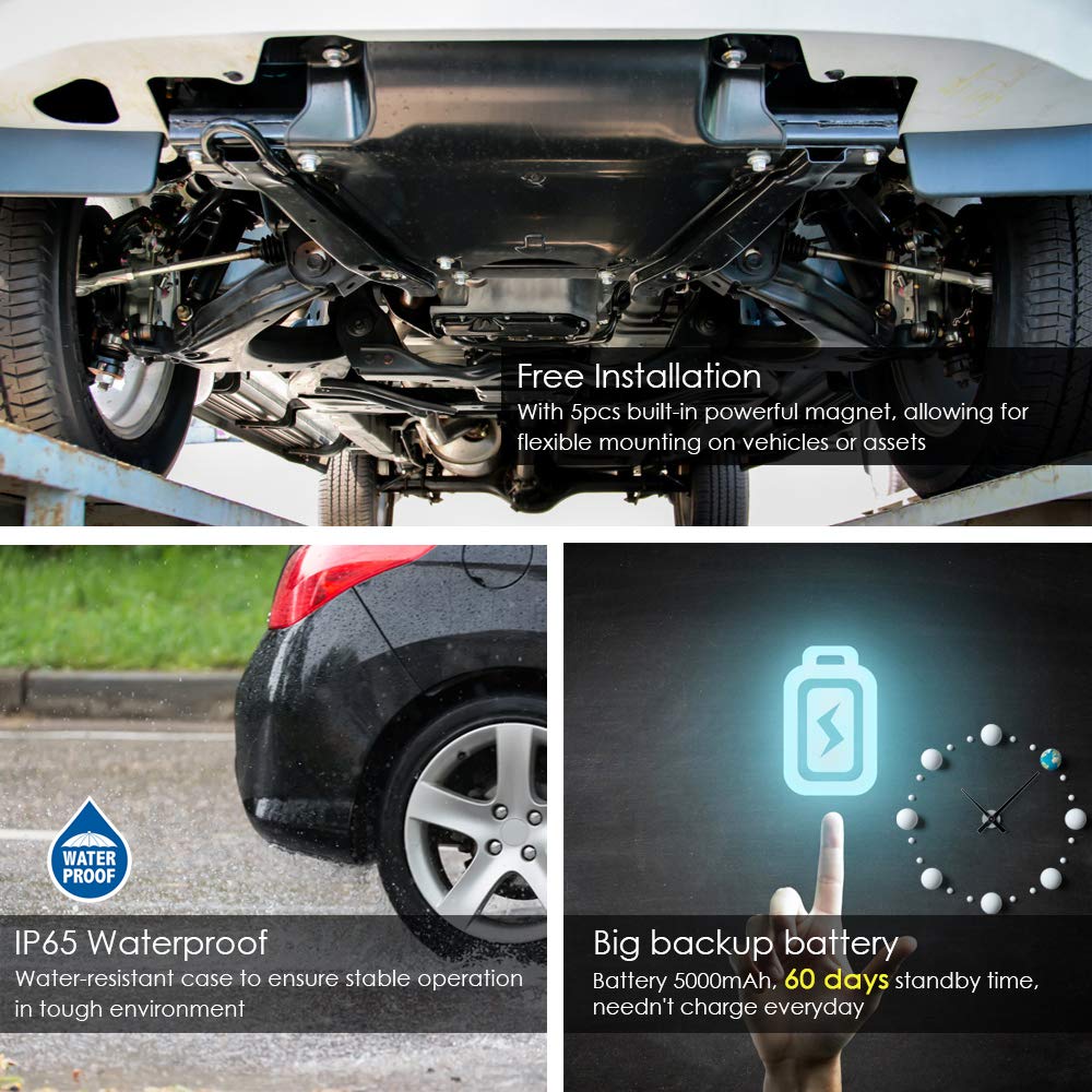 TKMARS Localizzatore GPS per Auto Senza Abbonamento con APP GPS Tracker Standby Impermeabile Magnete Potente e Batteria da 5000mAh con Geo-fence Smart Alarm TK905 5000mAh