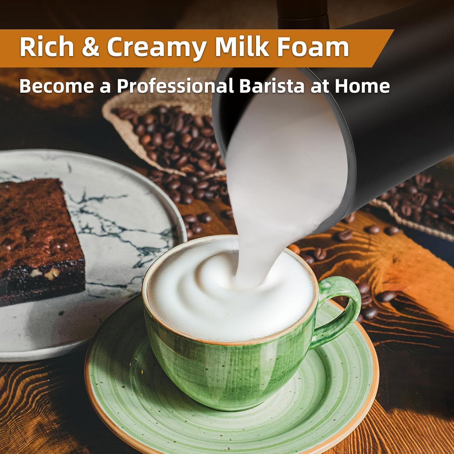 Milk Frother, 4-in-1 Electric Milk Steamer, 350ml/11.8oz Automatic Frother Machine for Coffee, Warm and Cold Foam, Temperature Control for Latte, Cappuccino, Hot Chocolate - Image 4