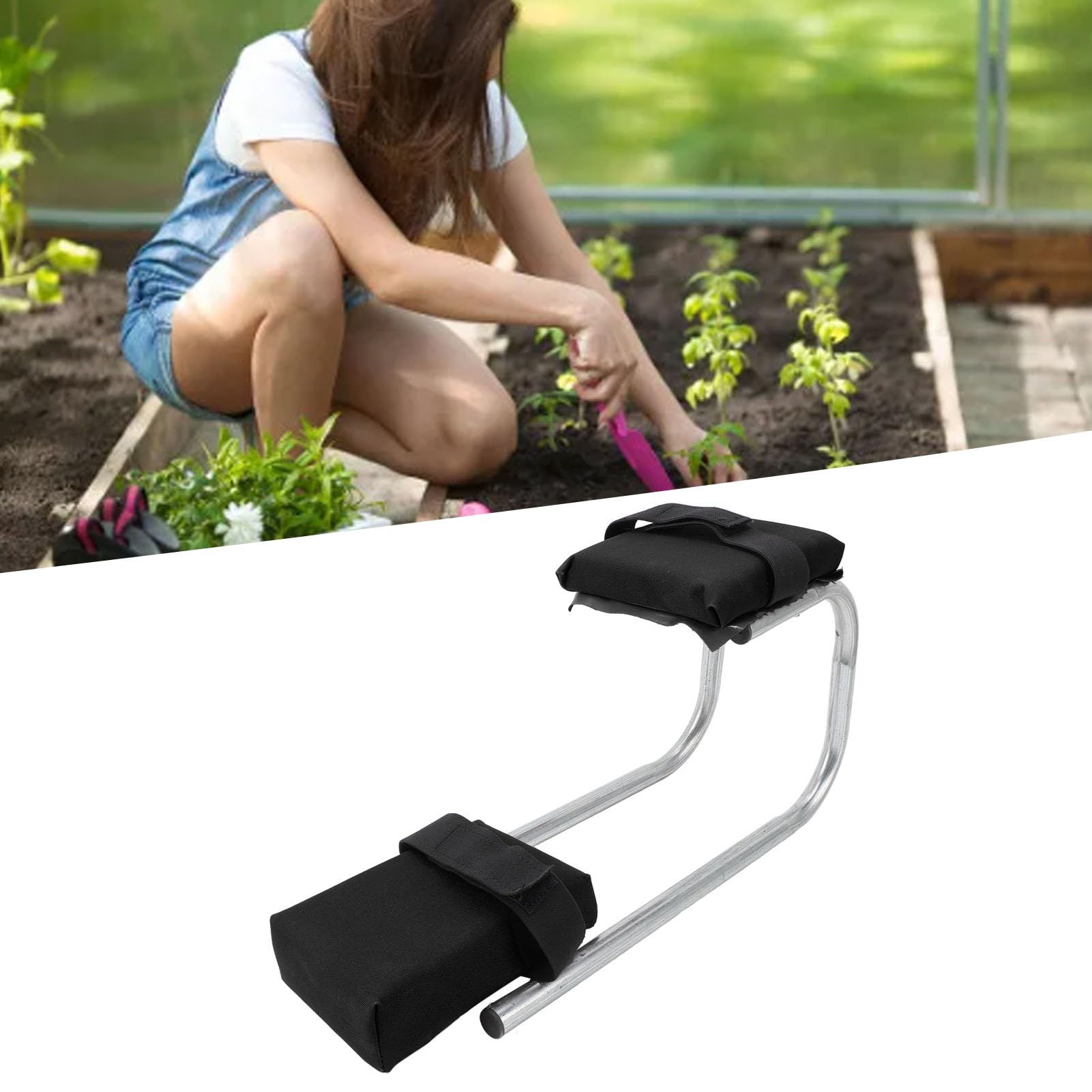 TOPINCN Rodillera de Acero Inoxidable Ergonómica para Tobillo, Rodillera para Pierna, Trabajo de Jardinería, Arrodilladores de Jardín para Personas Mayores, Herramientas de Jardinería (Black)