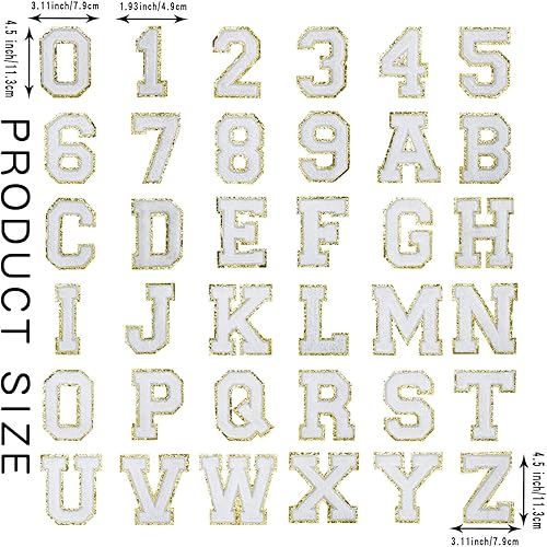 Miniatura 7 de Guokuai 3 parches de letras de felpilla para coser con plancha, tamaño universitario, de 4.5 pulgadas, parche bordado para ropa, sombrero, camisa,