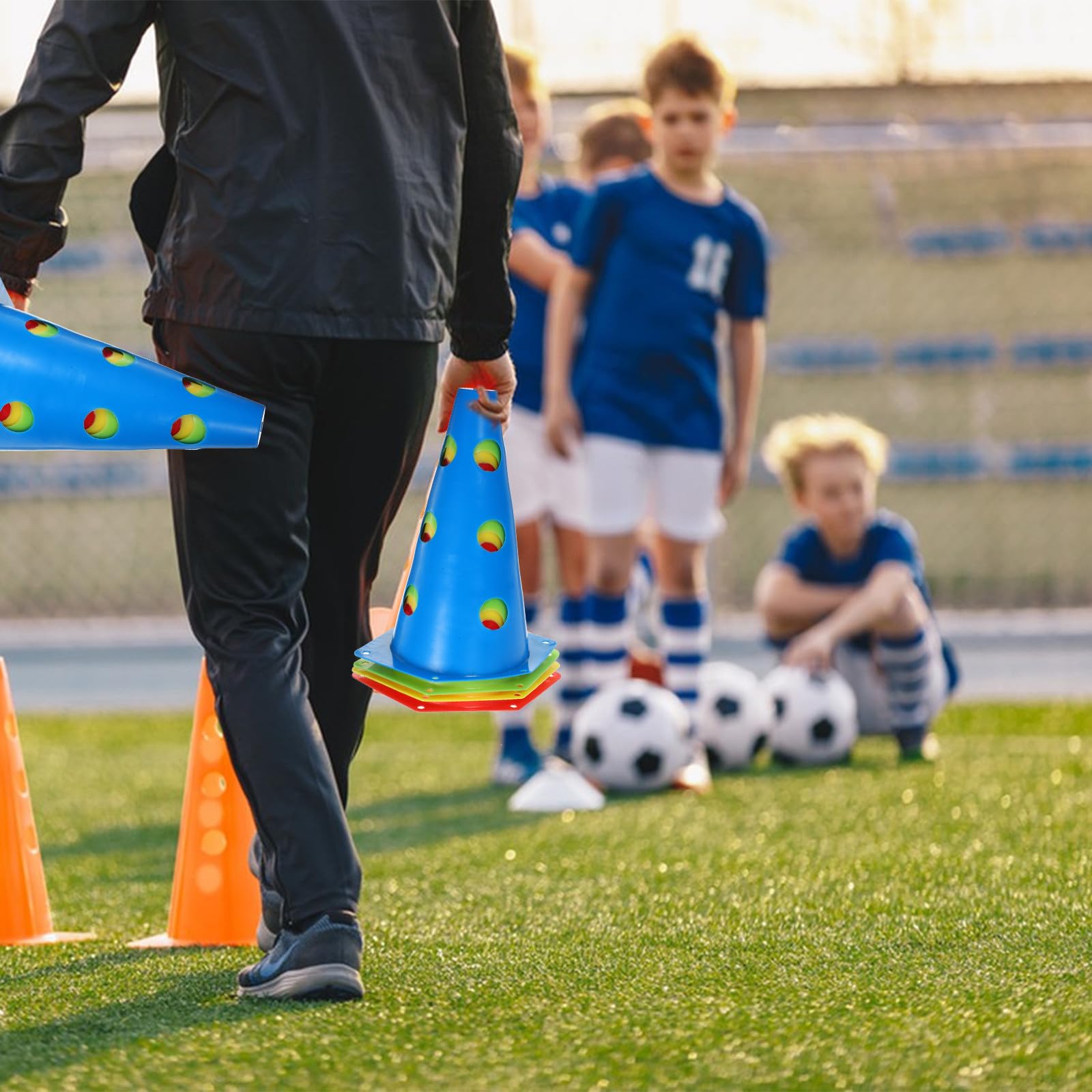 Happyyami Coni da Calcio per Allenamento 24 Pezzi in Plastica PE, Coni Sportivi per Migliorare Agilità e Flessibilità, per Allenamenti di Calcio e Basket