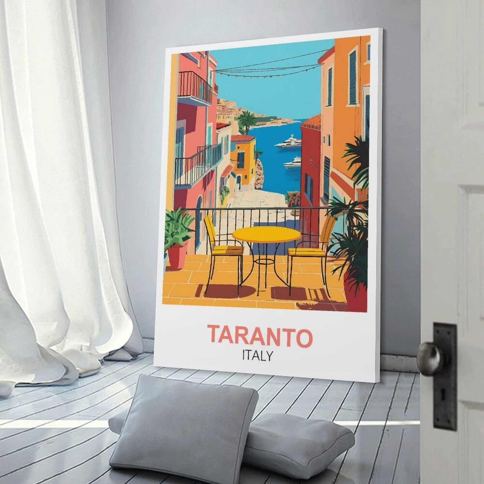 CLFMHNAS Impression sur toile vintage Tarente Italie 50 x 75 cm