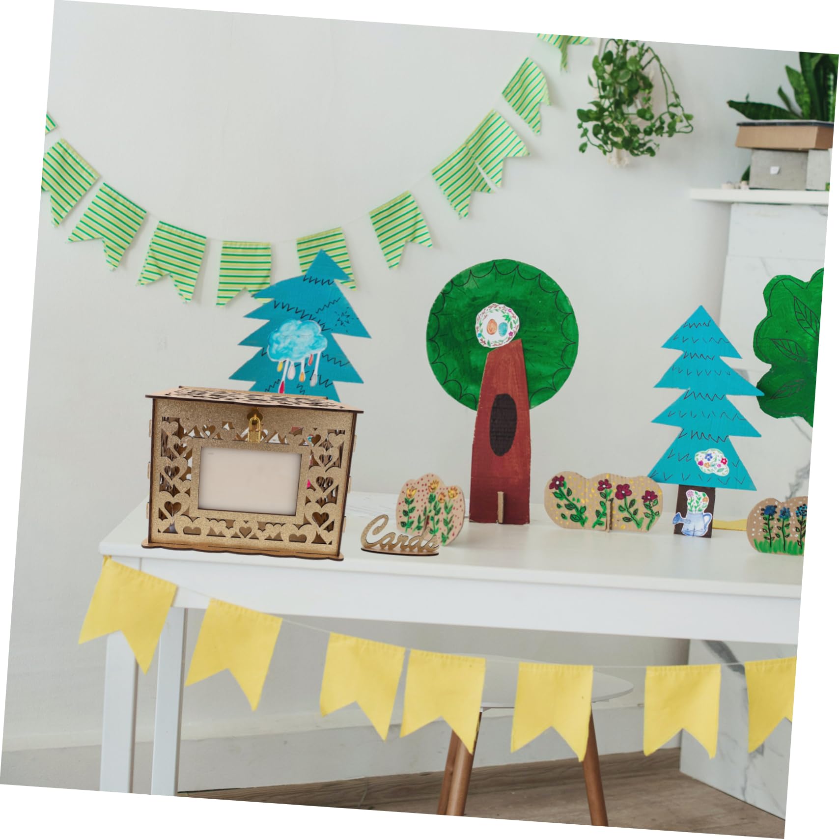 Boîte à Cartes de Mariage Dorée en Bois et Métal Lumière
