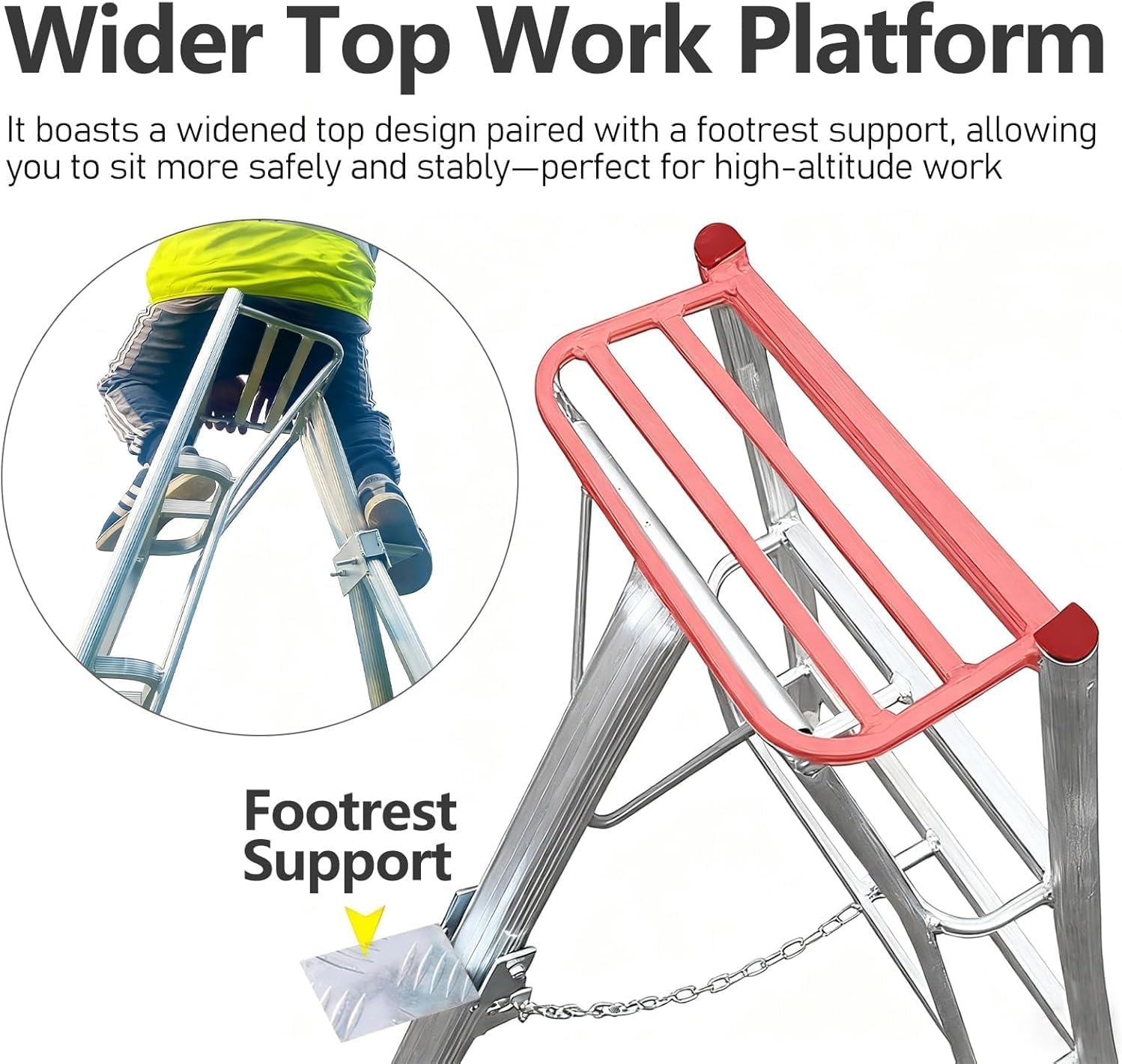 Adjustable Height Patio Pruning Ladder for Foldable Orchard Ladders Tripod, Blueberries, High Branch Work Ladder with Wider Steps & Anti-Slip Texture(3 Layer-0.9m/35.4in)