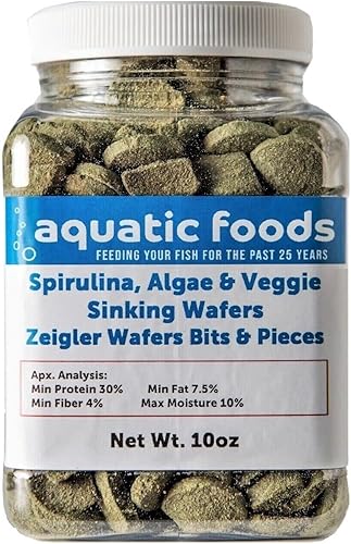 Aquatic Foods Inc. BITS & Pieces de espirulina, algas y verduras para peces de fondo, camarones, caracoles, cangrejos, cangrejos de río, todos los