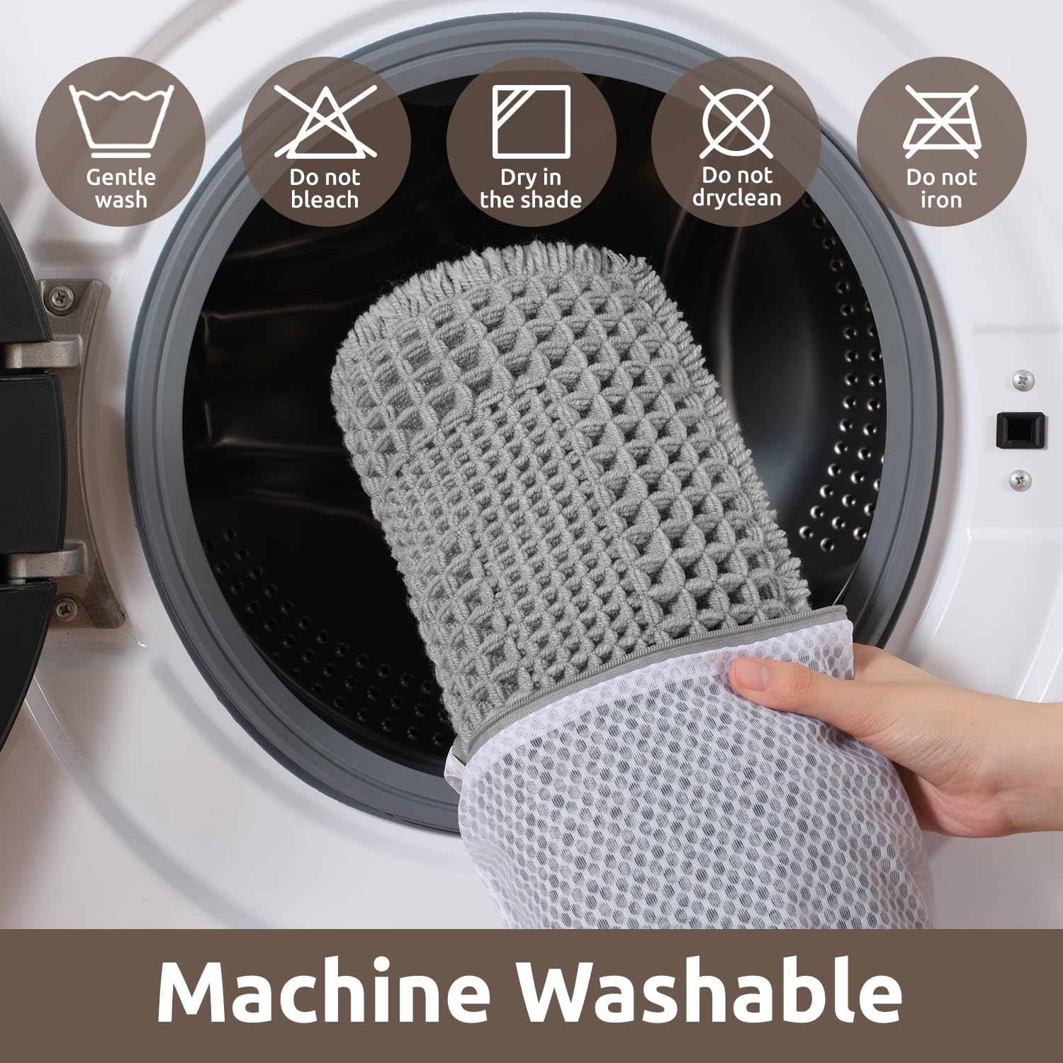AMOAMI Tapetes de baño absorbentes para baño, antideslizantes, lavables a máquina, con borlas, ultrasuaves, bohemias, para el suelo del baño, 43 x 61 cm, color gris