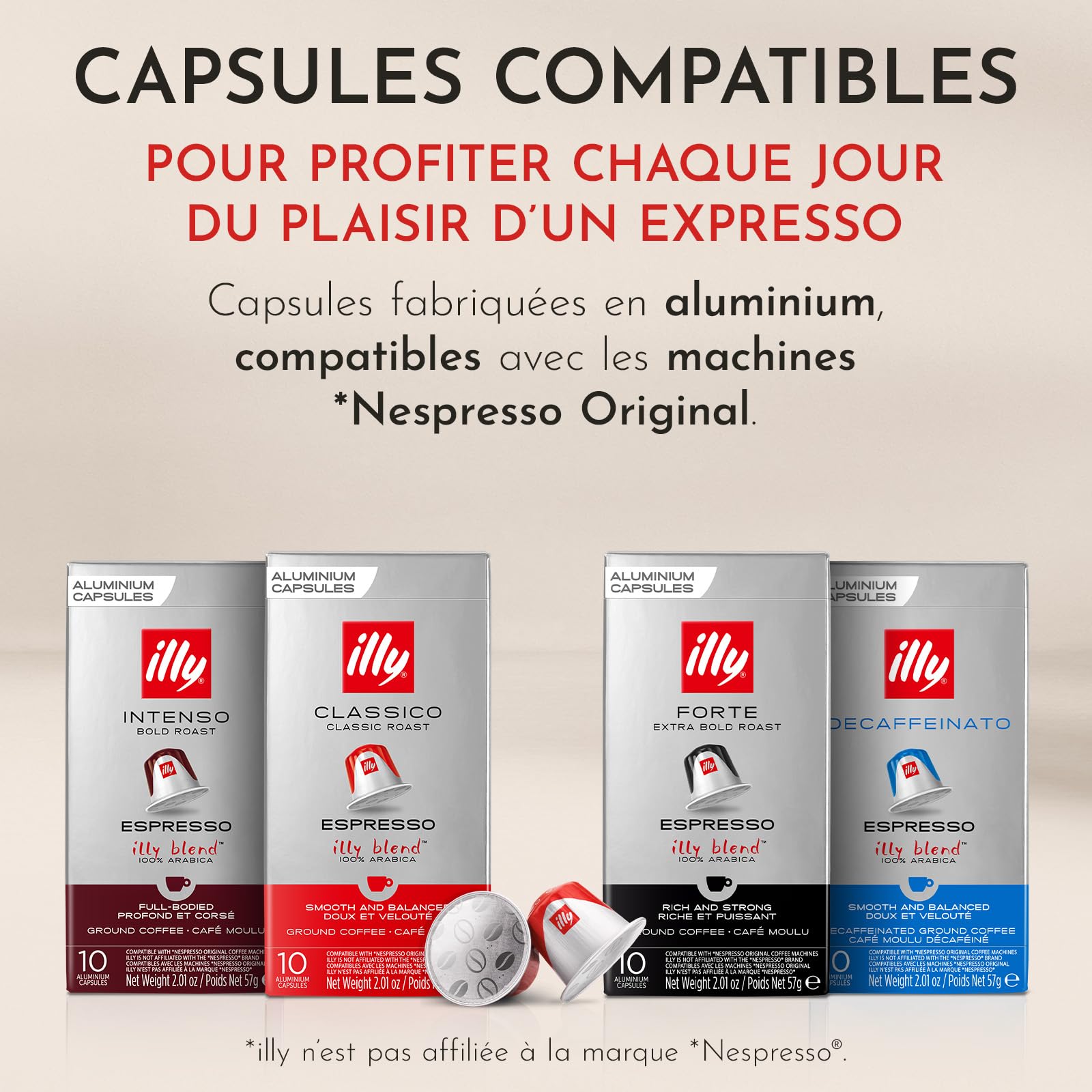 illy, Café en Capsules Compatibles CLASSICO Lungo, 100 Capsules au Total | En Aluminium, 100% Arabica avec des Notes de Fleur d'Oranger et de Jasmin, Goût Doux, 10 Paquets de 10